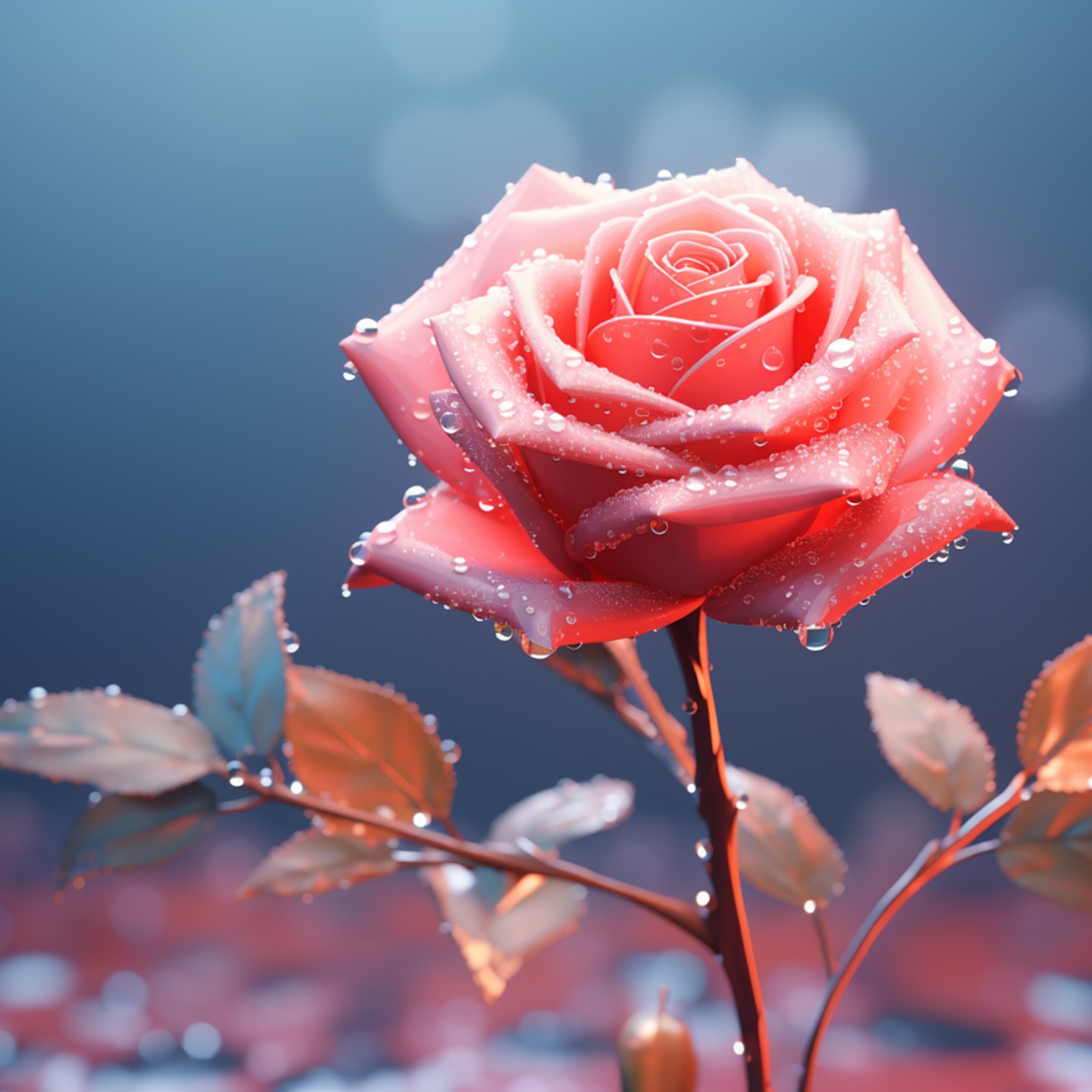 Pink Rose Covered in Dew Drops - Wallpapers for iPad 10.2″ in 2160x2160 resolution