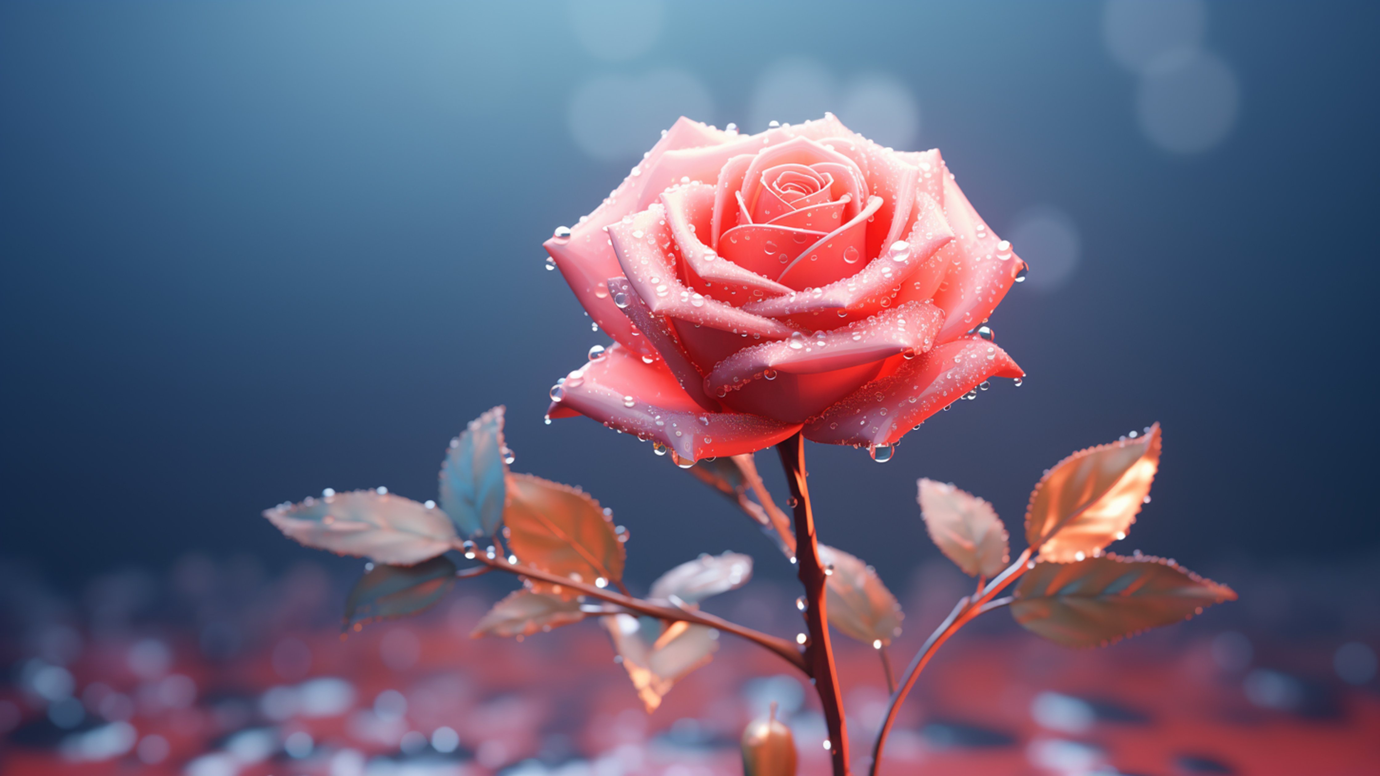 Pink Rose Covered in Dew Drops - Wallpapers for Apple iMac 24″ in 4480x2520 resolution