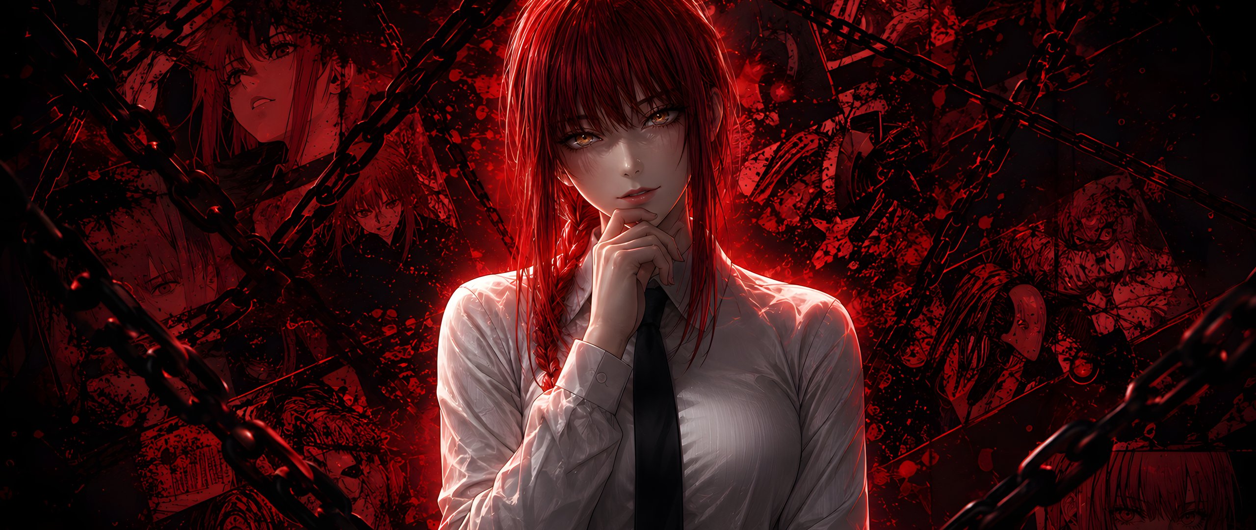 Maxim with red hair on a comic book background - UltraWide 21:9 wallpapers in 2560x1080 resolution