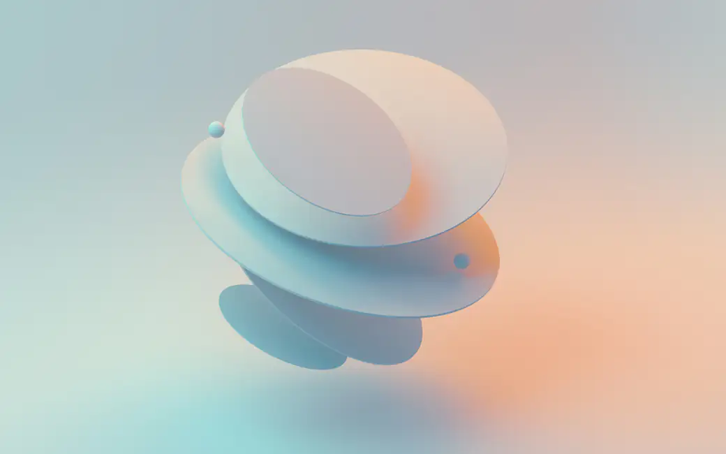 Floating layered circular shapes — desktop and phone wallpaper, free download