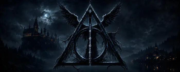 UltraWide 21:9 обои ночь (3440x1440): Гарри Поттер, символ, крылья, замок