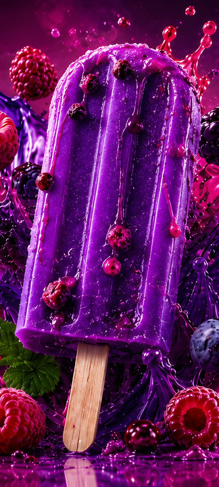 Purple Berry Ice Cream with Mint - Wallpapers for Xiaomi Redmi 10C/C40/C51, Samsung Galaxy A12/A02s/A03/M12 in 720x1600 resolution