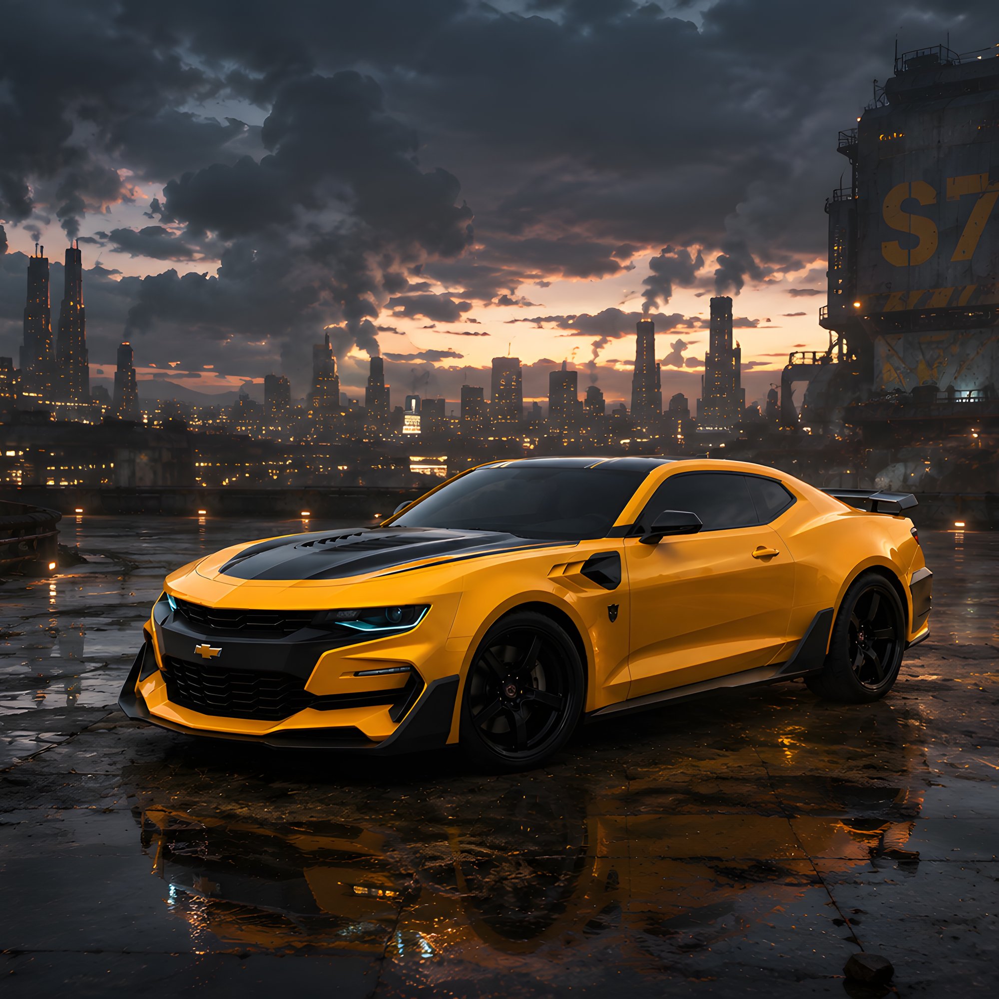 Желтый Chevrolet Camaro SS с тюнингом - Обои для Samsung/Xiaomi в разрешении 2000x2000