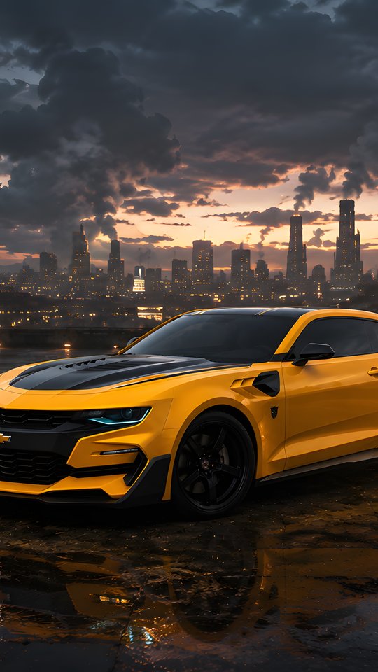 Желтый Chevrolet Camaro SS с тюнингом - Обои для Samsung, HTC, Sony в разрешении 540x960