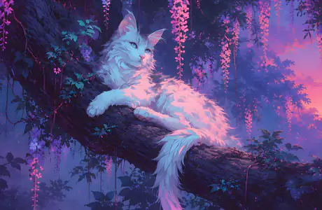 Wallpapers for Samsung Galaxy Tab S9+ (2800x2800): Maine Coon, cat, twilight, forest