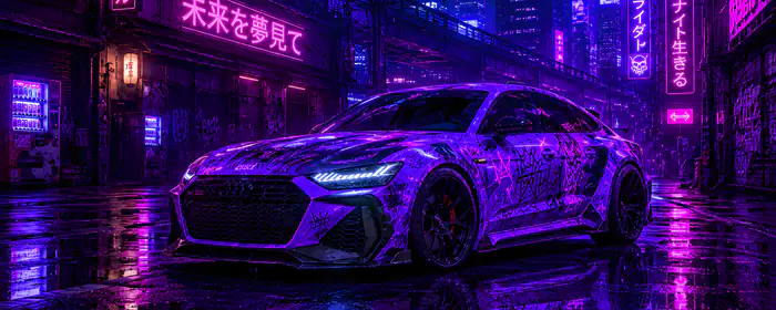 5K2K UltraWide 21:9 wallpapers (5120x2160): Audi RS 7, carbon fiber, body kit, neon