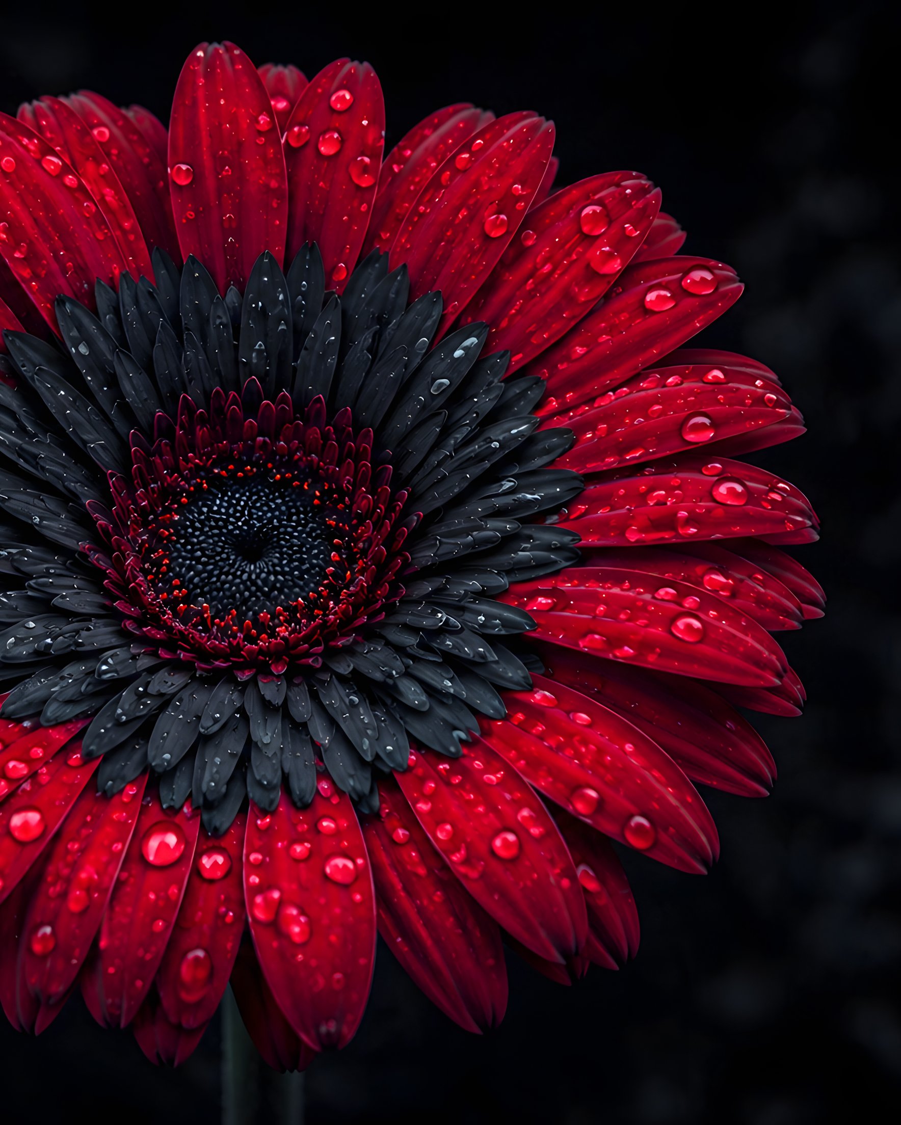 Red and Black Gerbera with Dew - Wallpapers for Samsung Galaxy Z Fold 2/3 in 1768x2208 resolution