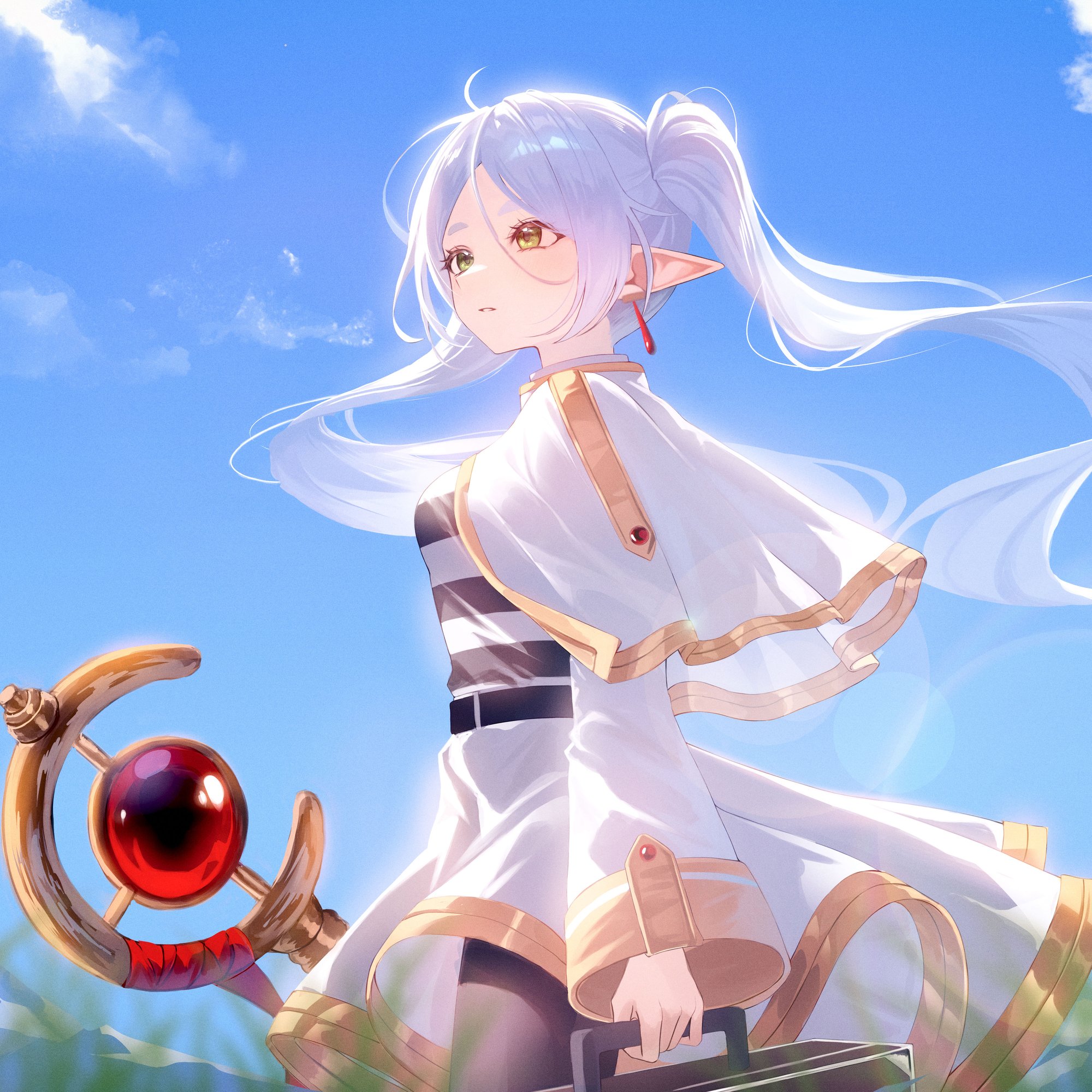 Frieren with a Staff Under Blue Sky - Wallpapers for Samsung/Xiaomi in 2000x2000 resolution