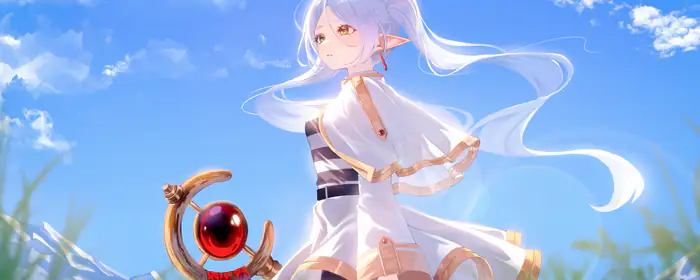 UltraWide 21:9 обои Sousou no Frieren (2560x1080): Frieren, Sousou no Frieren, эльф, посох