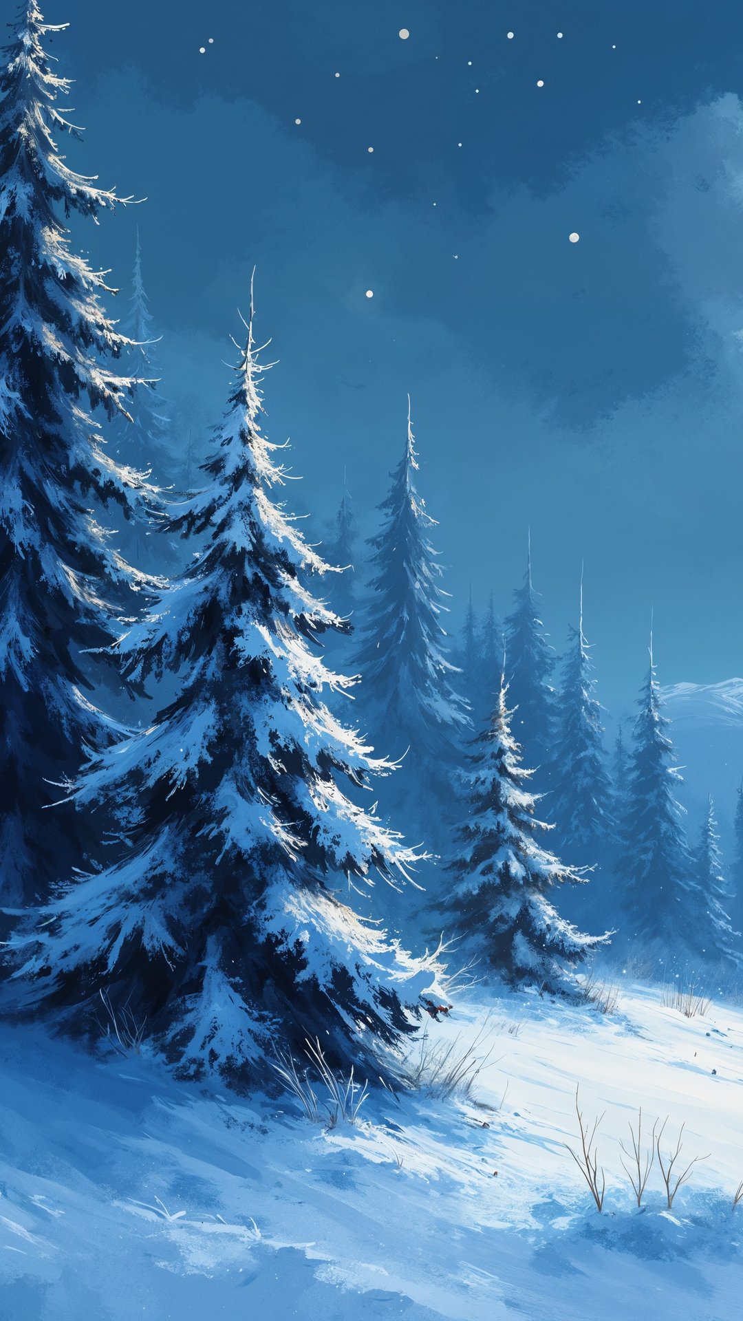 Moonlit Winter Forest Landscape - Wallpapers for Samsung, Honor, Sony in 1080x1920 resolution
