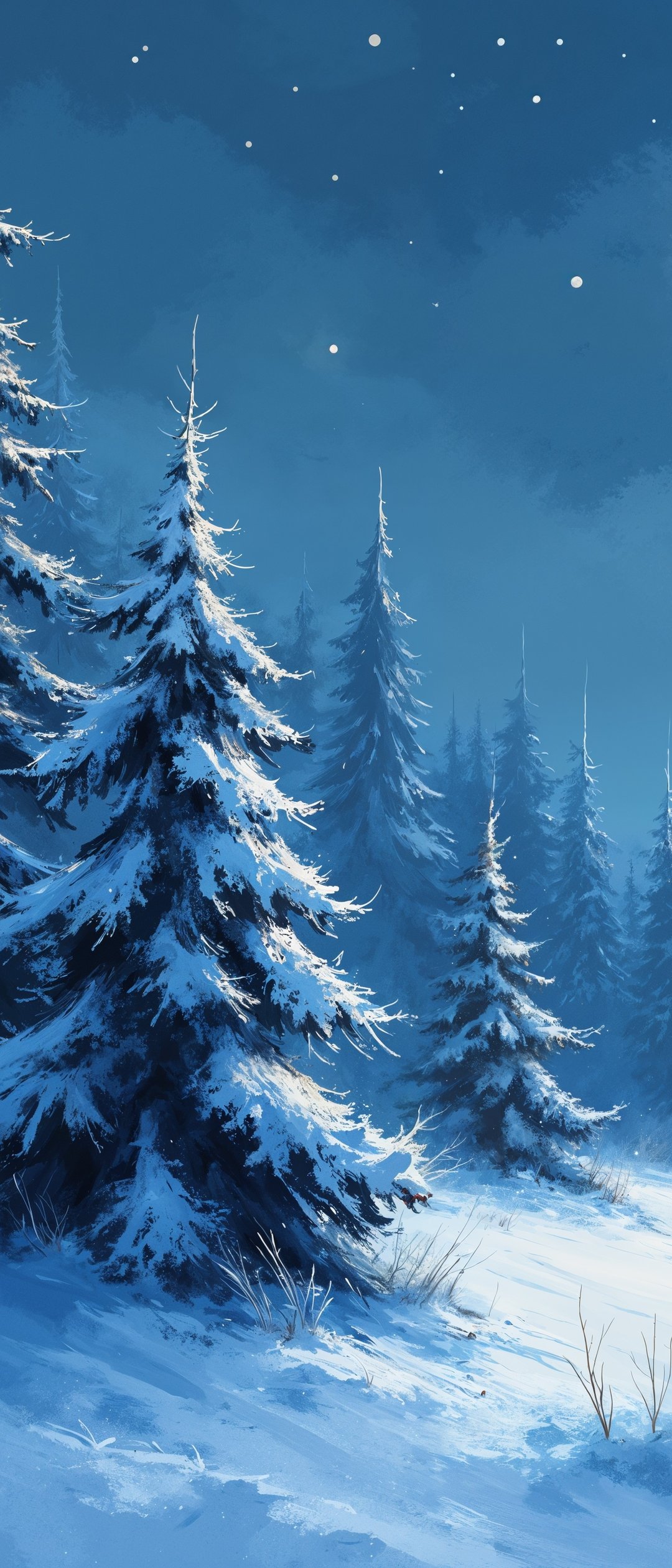 Moonlit Winter Forest Landscape - Wallpapers for Samsung Galaxy Z Flip7, Sony Xperia 5 II/5 III/5 V/10 IV/10 V, Xiaomi Mix Fold 3 in 1080x2520 resolution