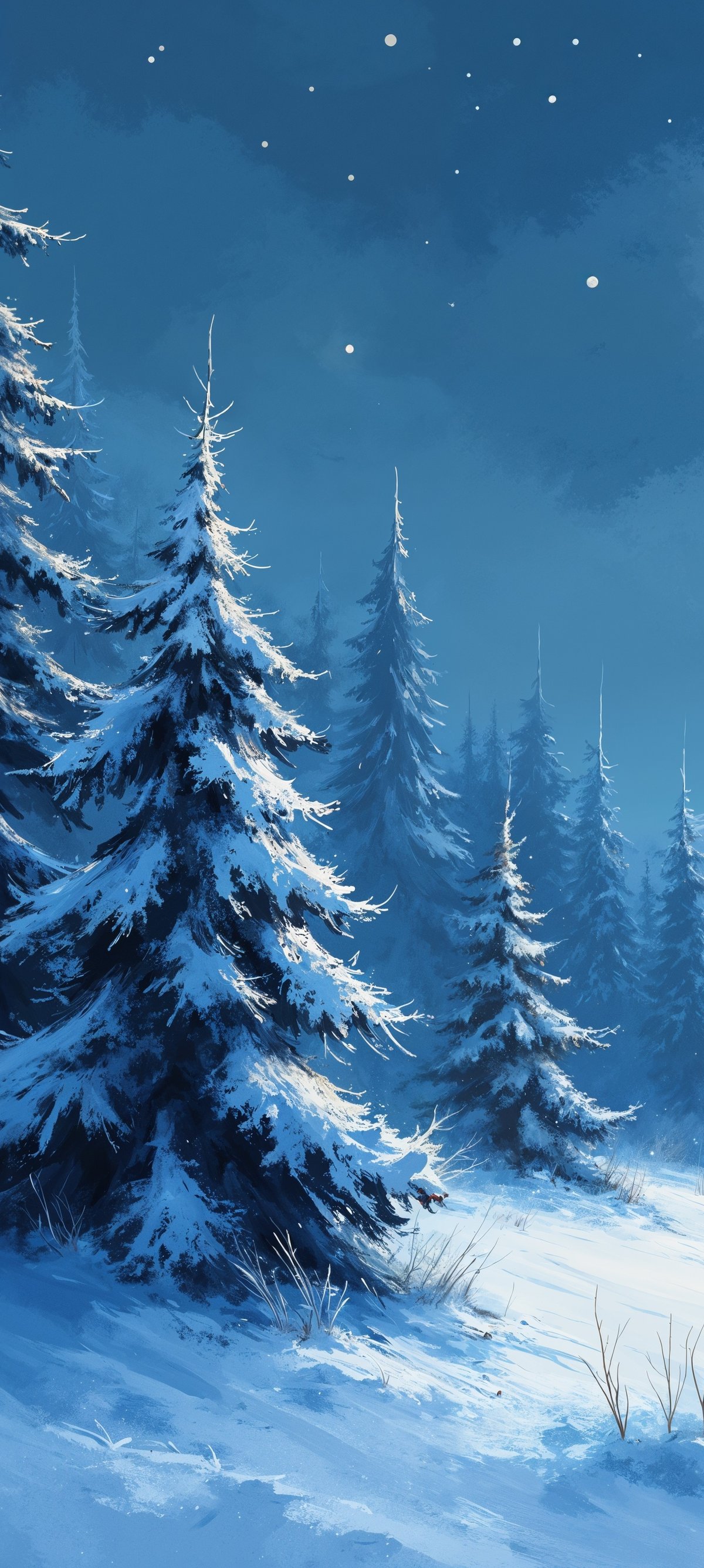 Moonlit Winter Forest Landscape - Wallpapers for Xiaomi 15 in 1200x2670 resolution