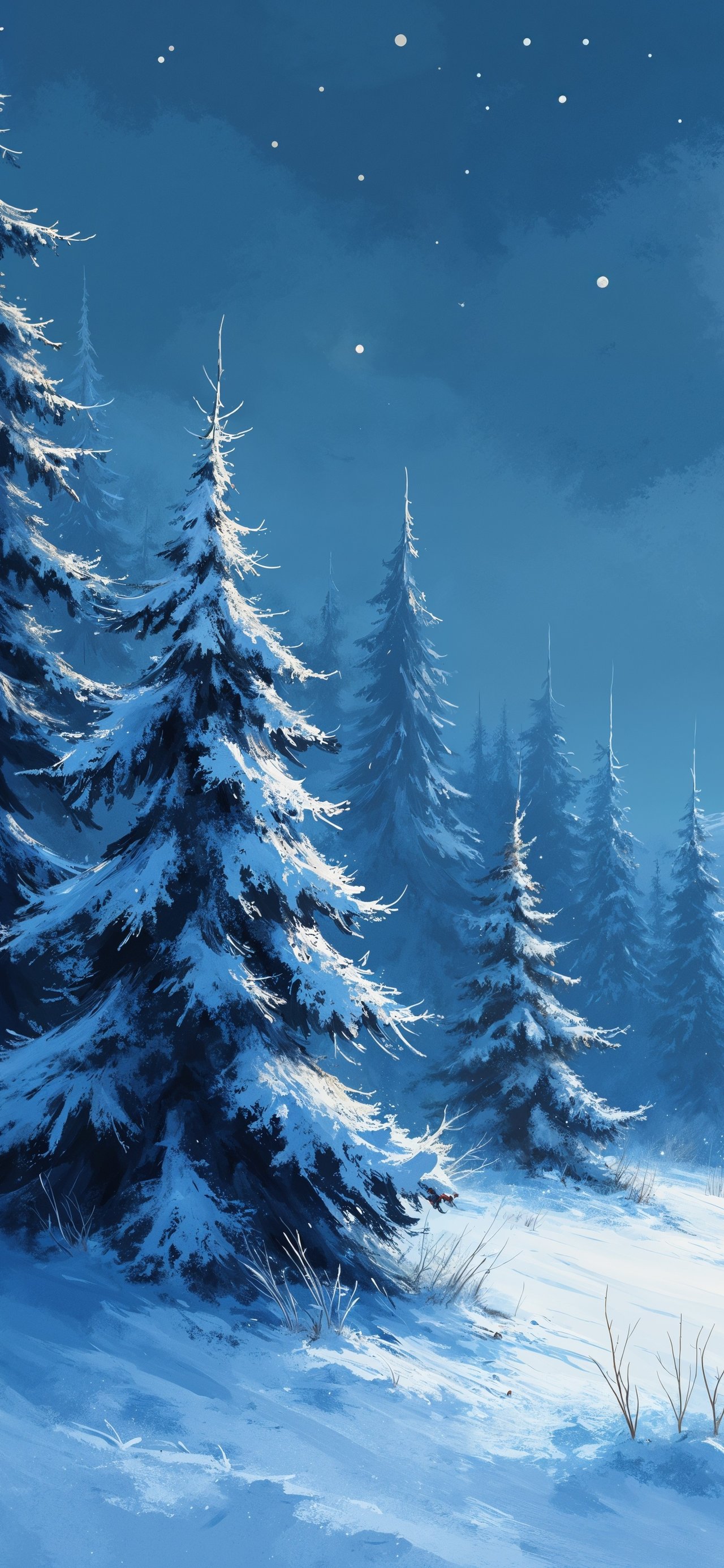 Moonlit Winter Forest Landscape - Wallpapers for Xiaomi 15T in 1280x2772 resolution