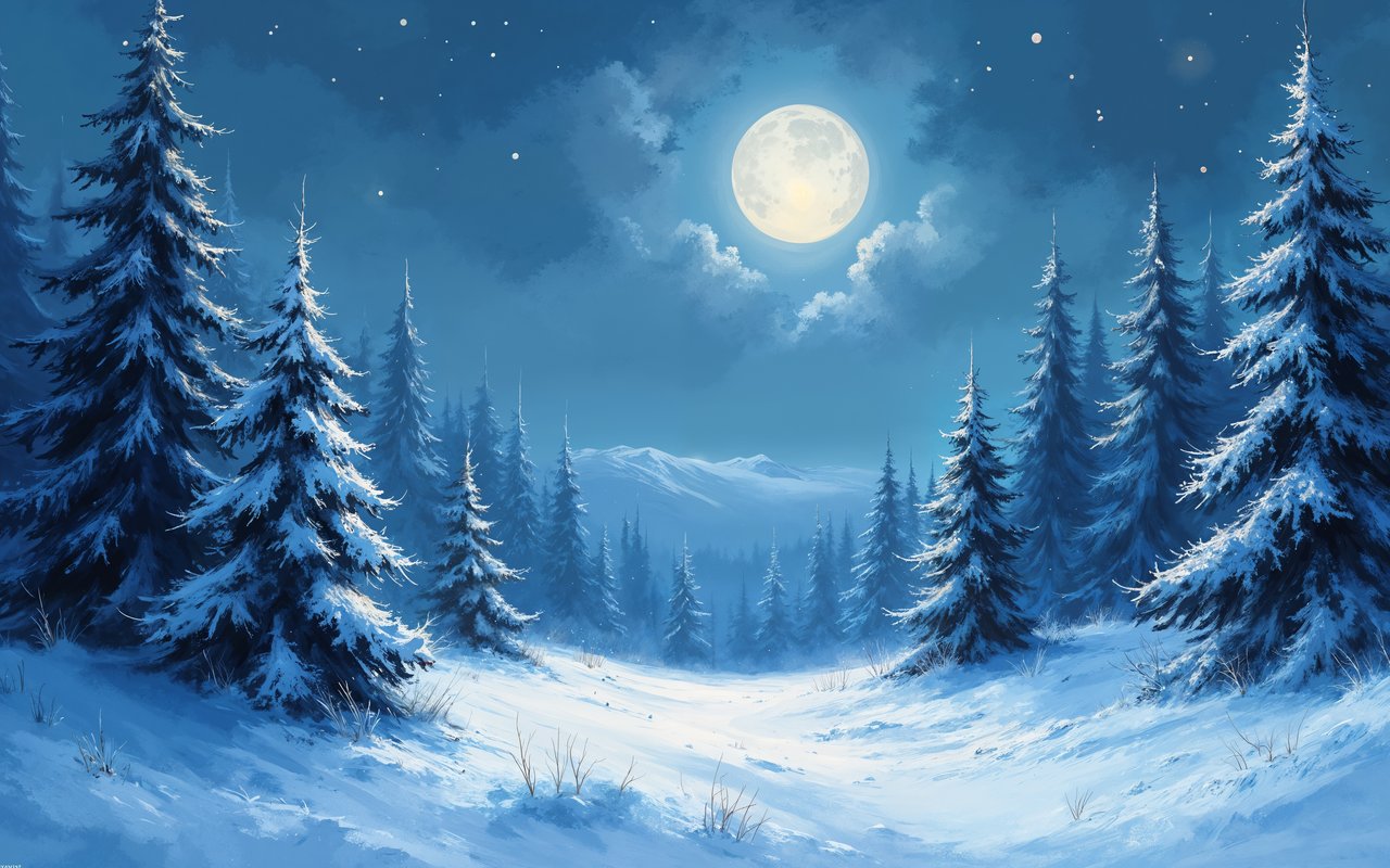 Moonlit Winter Forest Landscape - WXGA_1280 wallpapers in 1280x800 resolution
