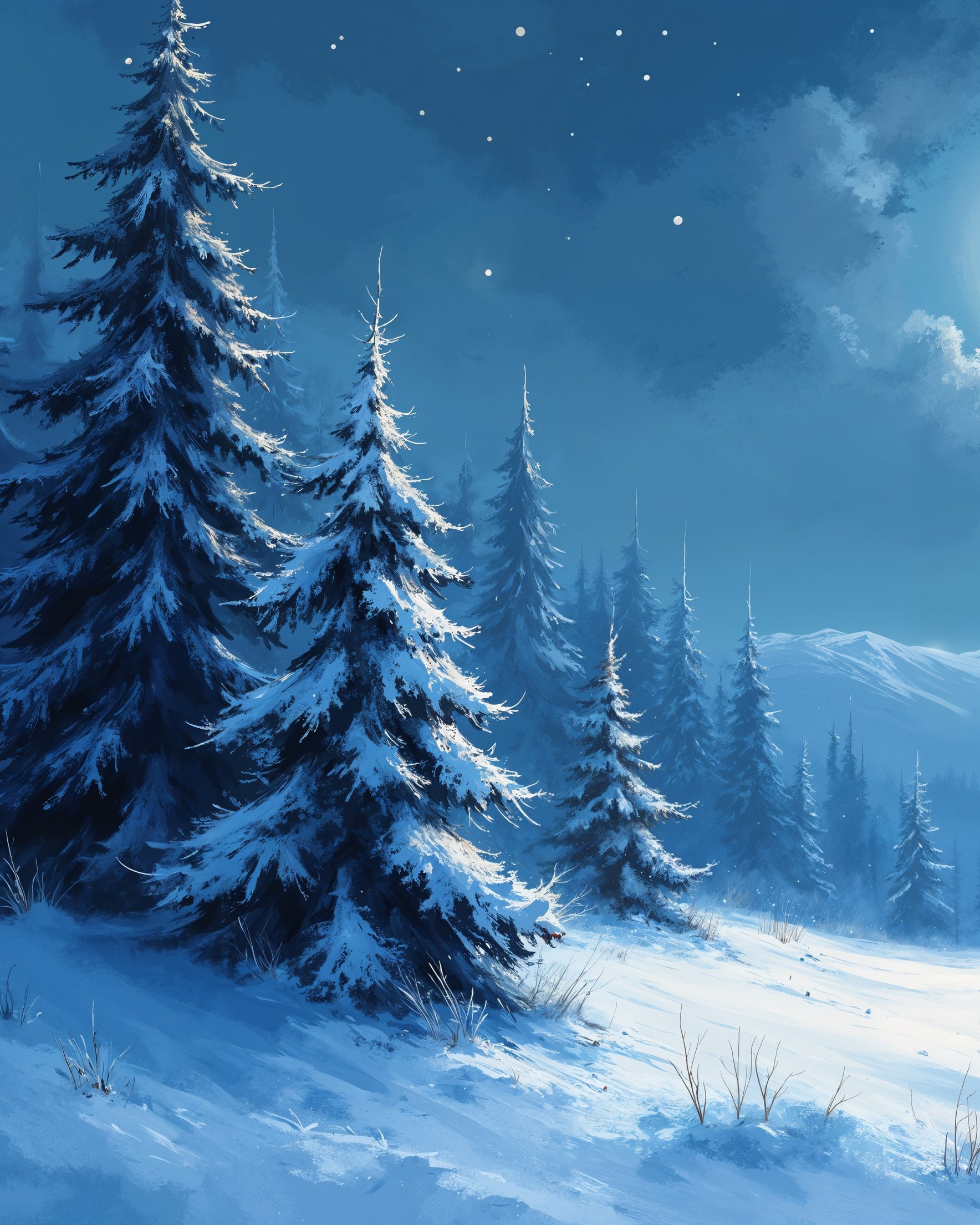 Moonlit Winter Forest Landscape - Wallpapers for Samsung Galaxy Z Fold 2/3 in 1768x2208 resolution