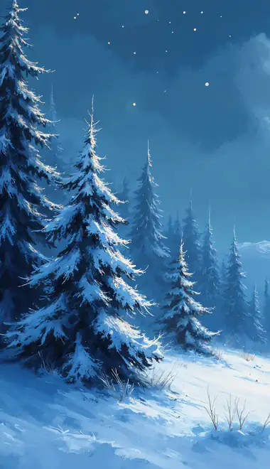 Wallpapers for TECNO/Infinix (1080x2460): winter, night, Moon, mountains