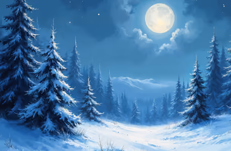 Обои природа: зима, ночь, Луна, горы