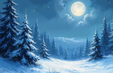 WSXGA wallpapers (1440x900): winter, night, Moon, mountains