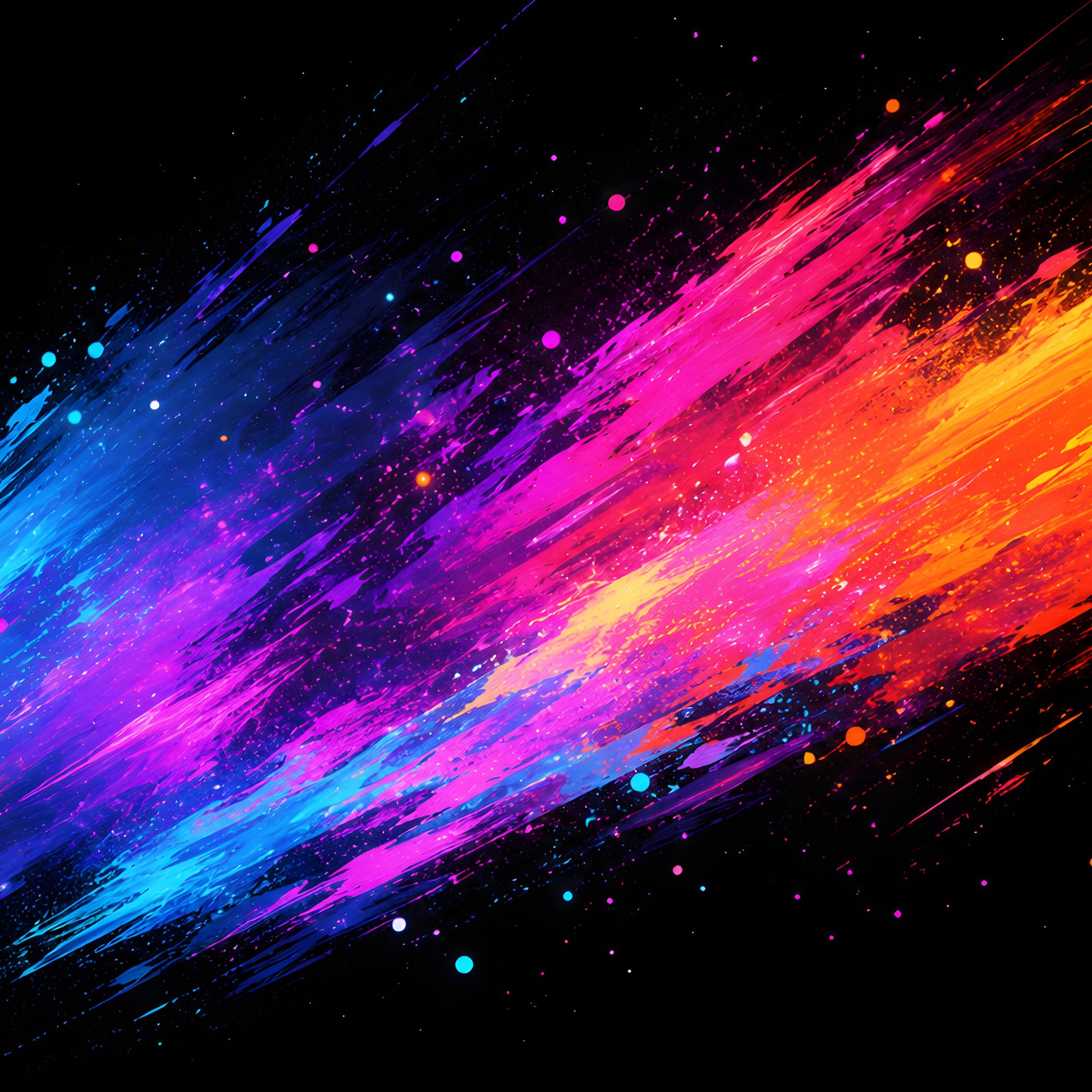 Неоновые мазки чернил на чёрном - Обои для Samsung Galaxy Tab в разрешении 1920x1920
