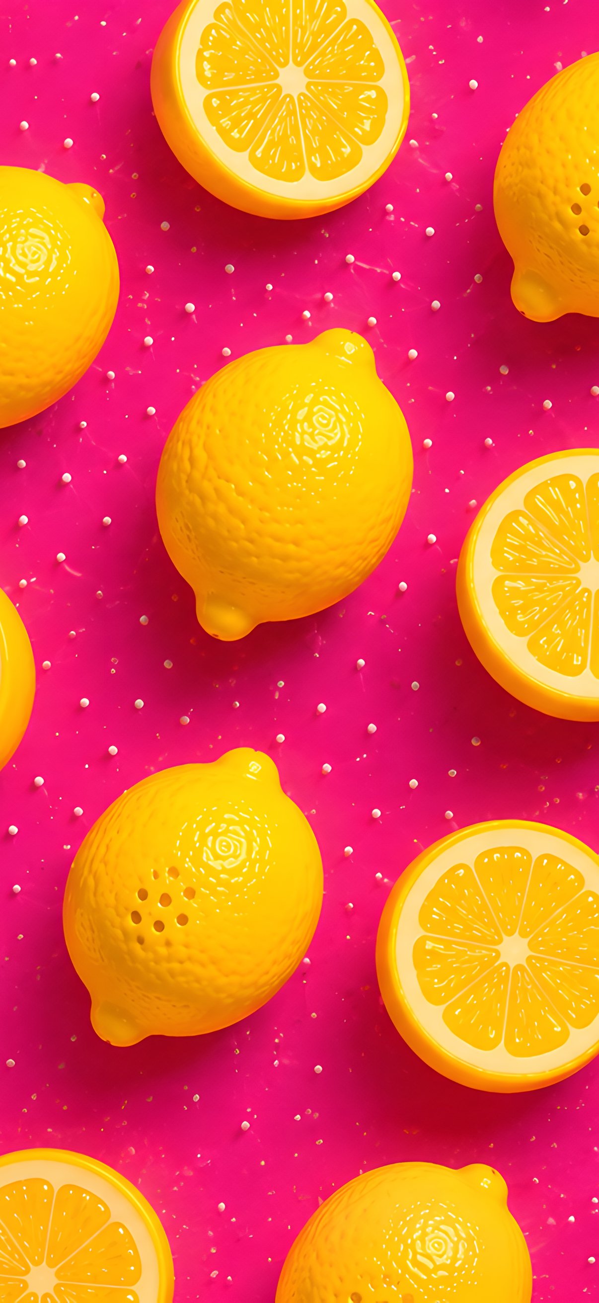Lemon Citrus Pattern on Pink Background - Wallpapers for iPhone 18 Pro/18/17 Pro/17/16 Pro in 1206x2622 resolution