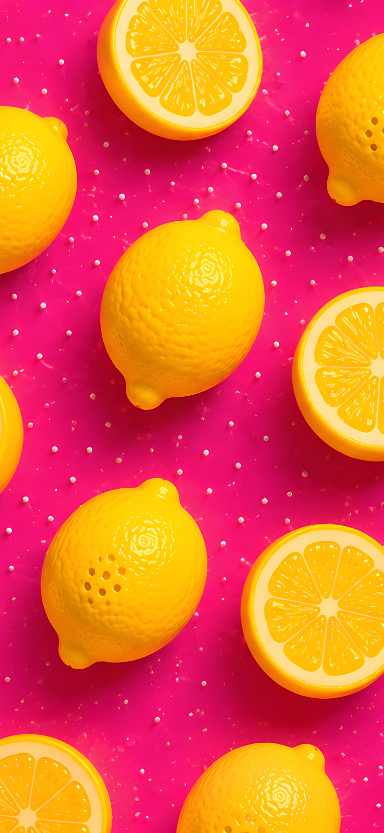 Lemon Citrus Pattern on Pink Background - Wallpapers for Xiaomi 15T in 1280x2772 resolution