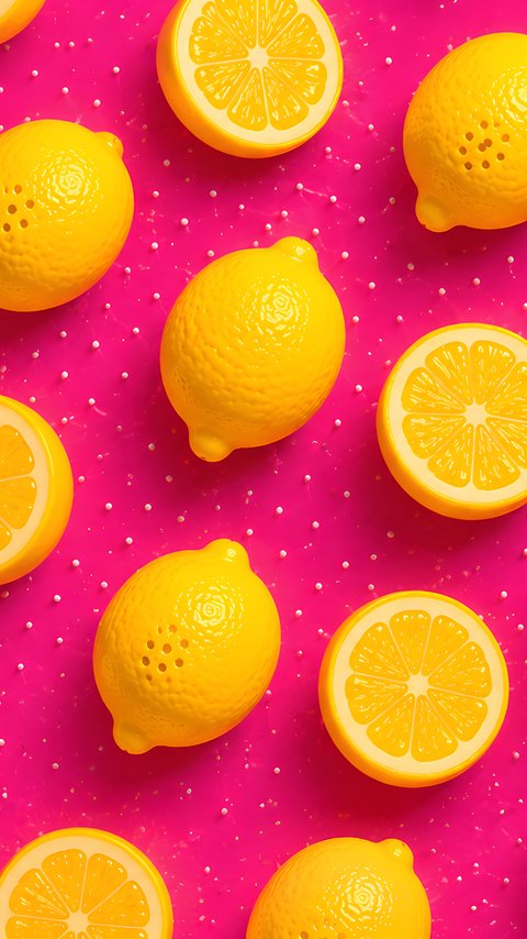 Lemon Citrus Pattern on Pink Background - Wallpapers for LG/ASUS in 480x854 resolution