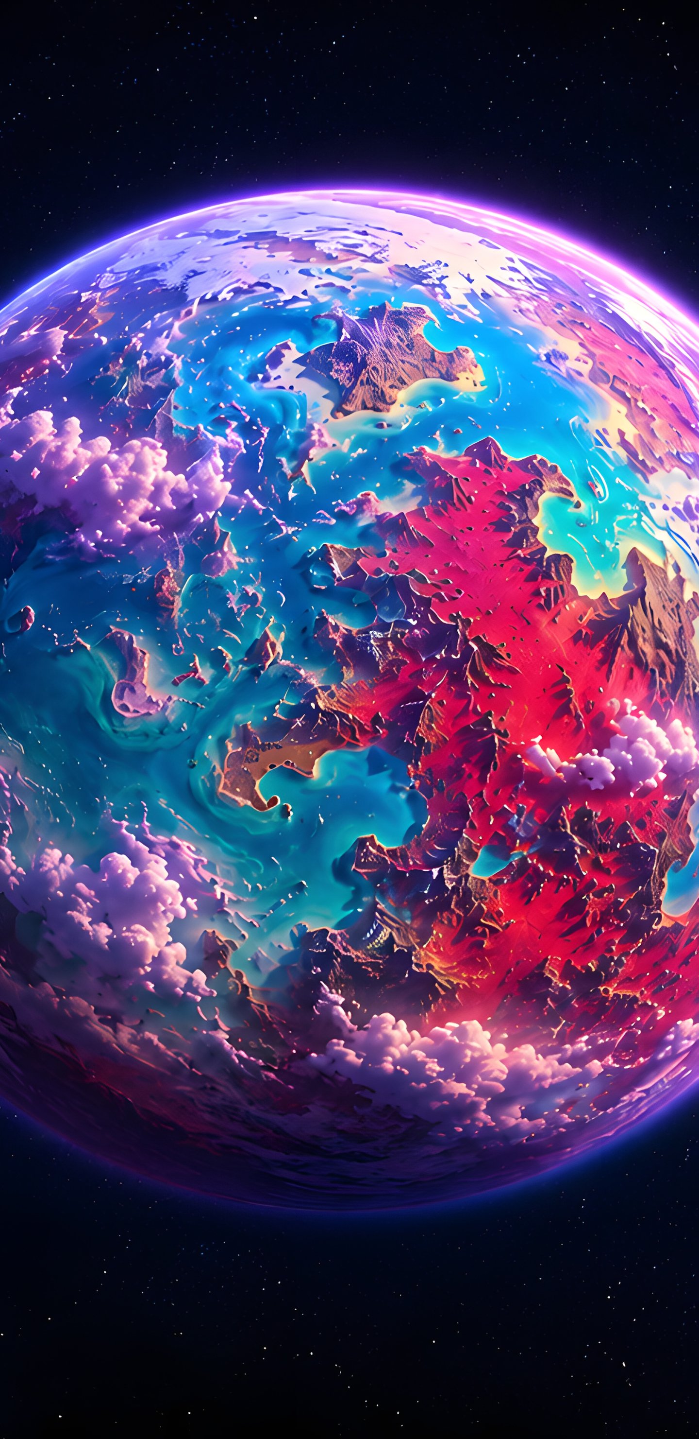 Planet with red continents and oceans - Wallpapers for Samsung Galaxy S8/S8+/Note 8/S9/S9+/Note 9 in 1440x2960 resolution