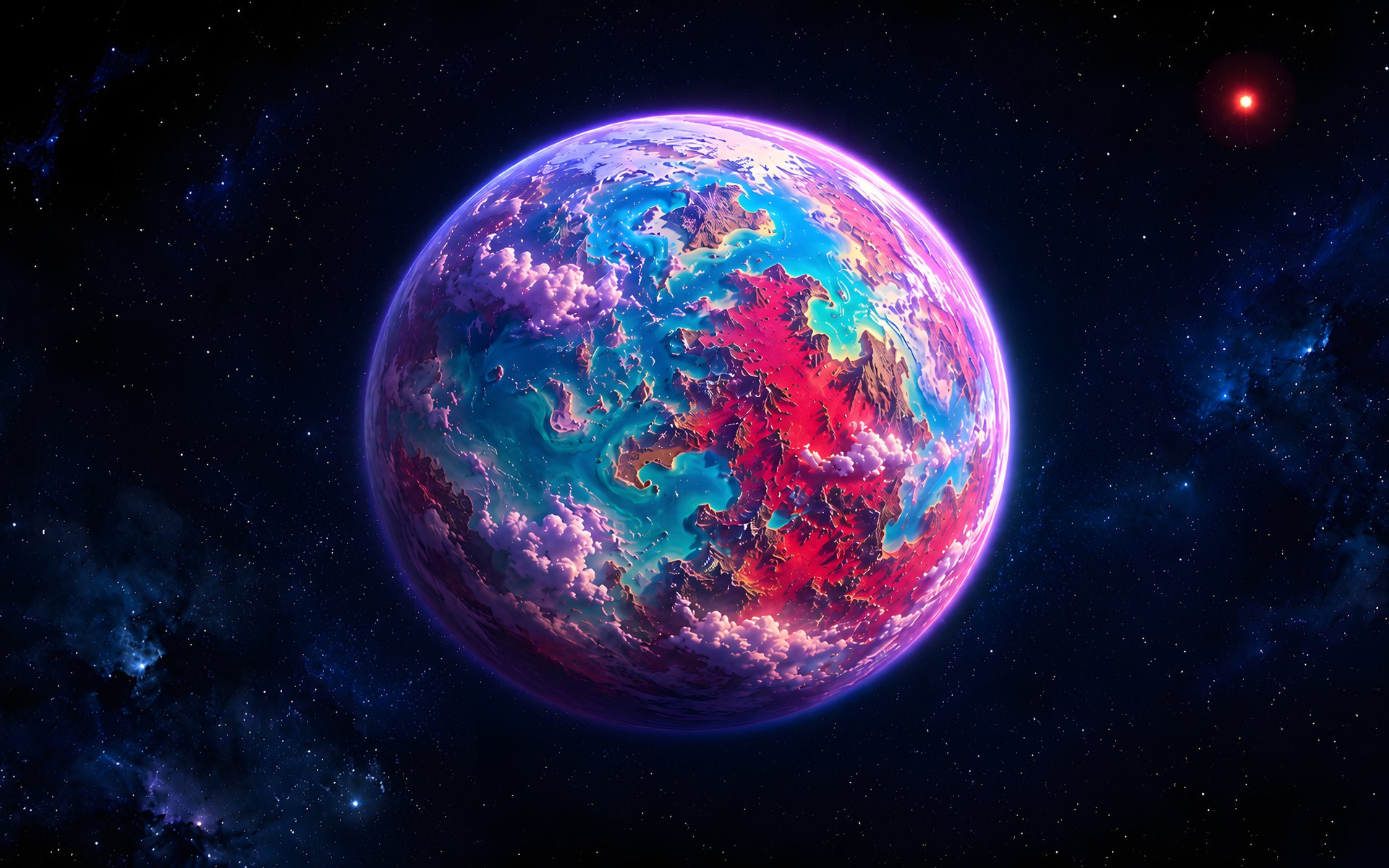 Planet with red continents and oceans - WUXGA wallpapers in 1920x1200 resolution