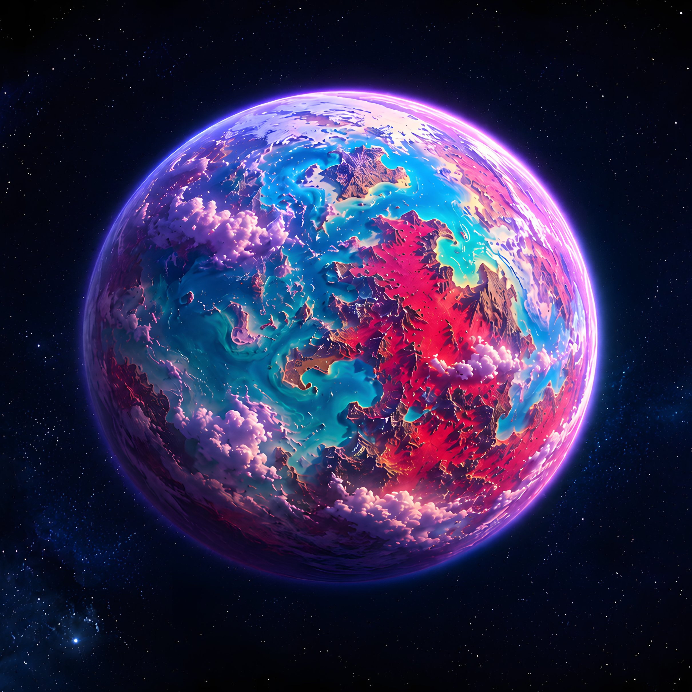 Planet with red continents and oceans - Wallpapers for iPad Pro 11″ 2024 in 2420x2420 resolution