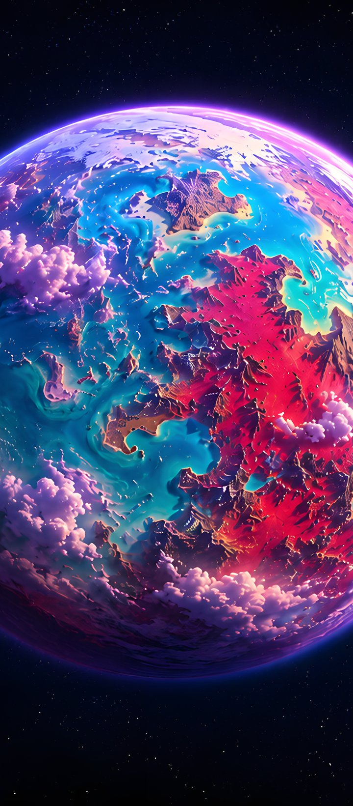 Planet with red continents and oceans - Wallpapers for Xiaomi Redmi 14C, POCO C71/C75/M7, Infinix Note 8 in 720x1640 resolution