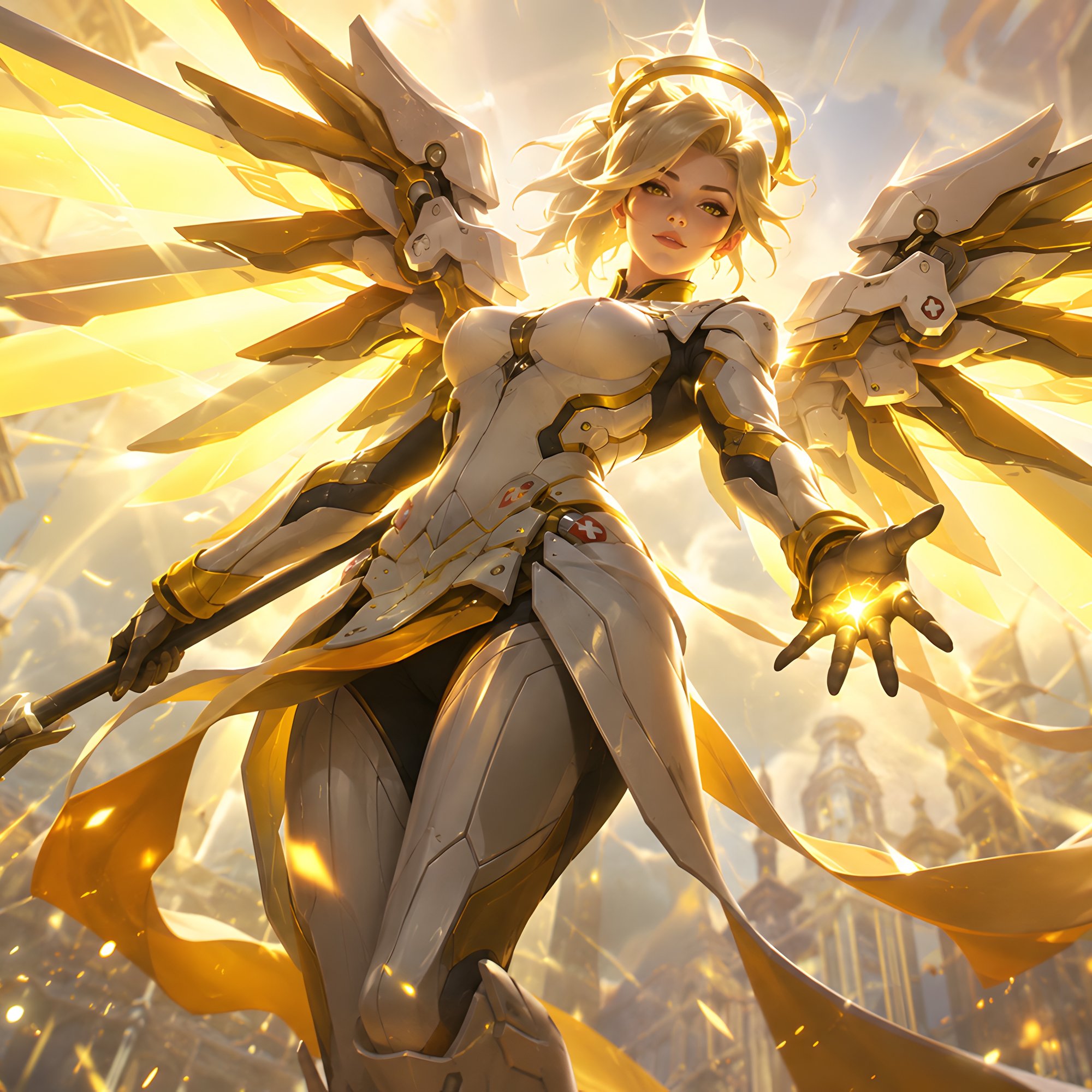 Mercy в белом броне с крыльями - Обои для Samsung/Xiaomi в разрешении 2000x2000