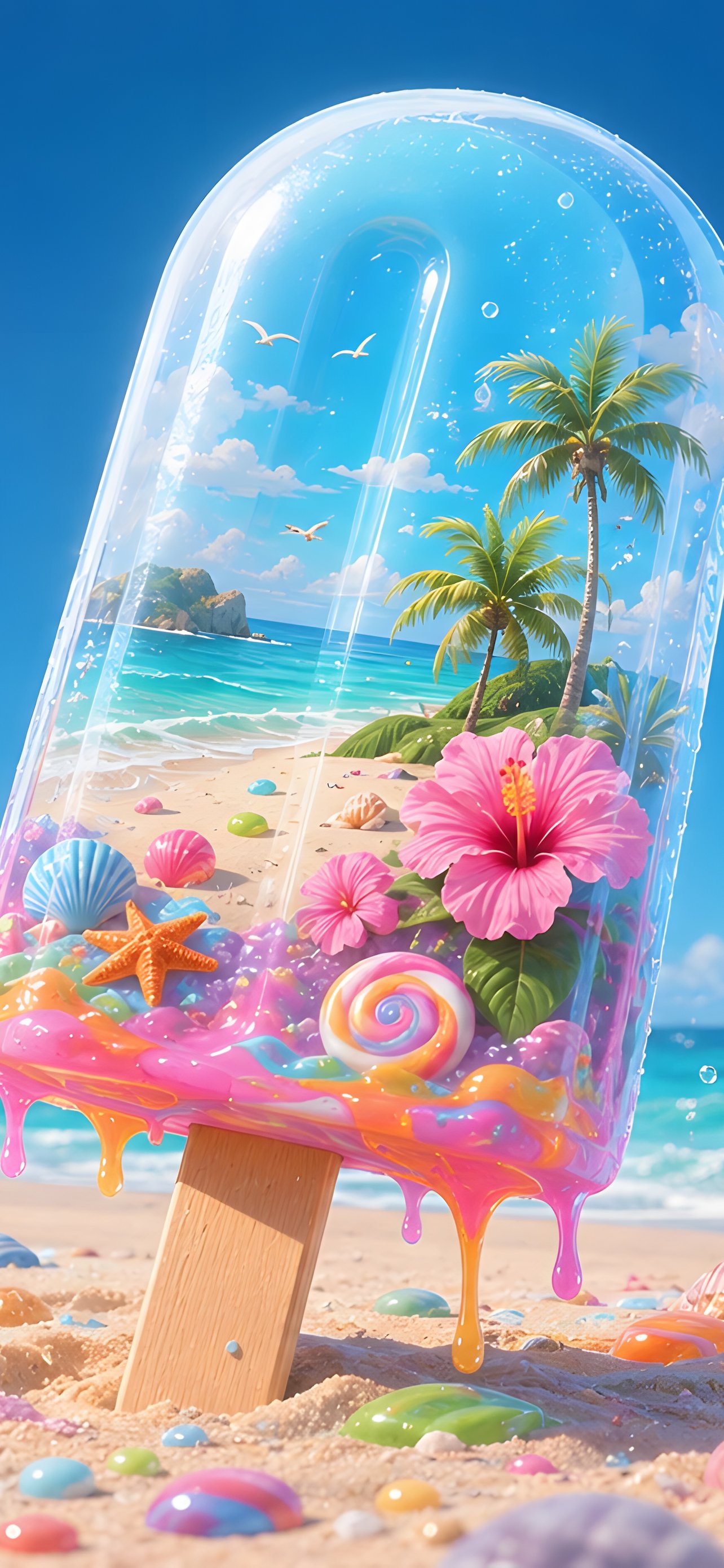 Beach-Shaped Ice Cream with Shells - Wallpapers for iPhone 13 Pro Max/12 Pro Max/14 Plus in 1284x2778 resolution