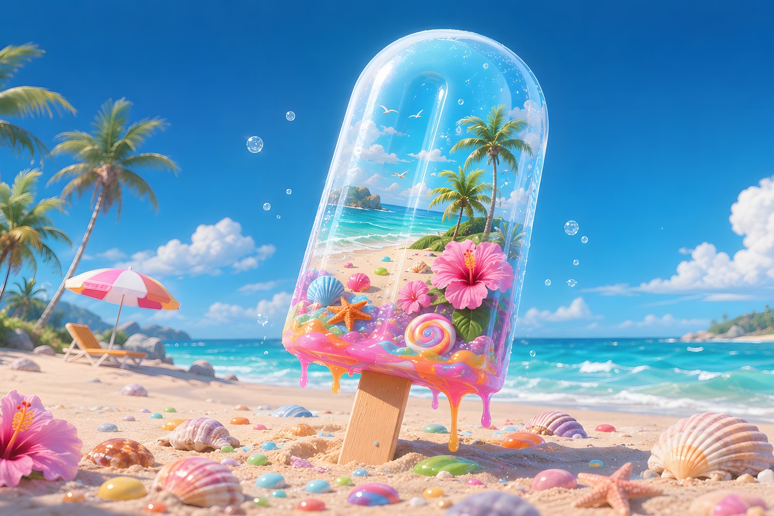 Beach-Shaped Ice Cream with Shells - Microsoft Surface 12.4″ wallpapers in 1536x1024 resolution
