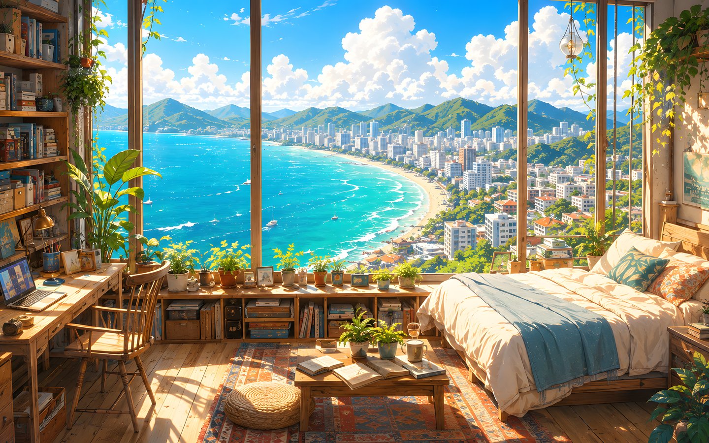 Bedroom Window Over a Tropical Coast - WSXGA wallpapers in 1440x900 resolution