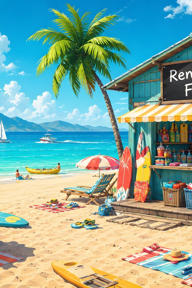 Surfing on the beach in summer - Wallpapers for iPhone 4/4S in 640x960 resolution