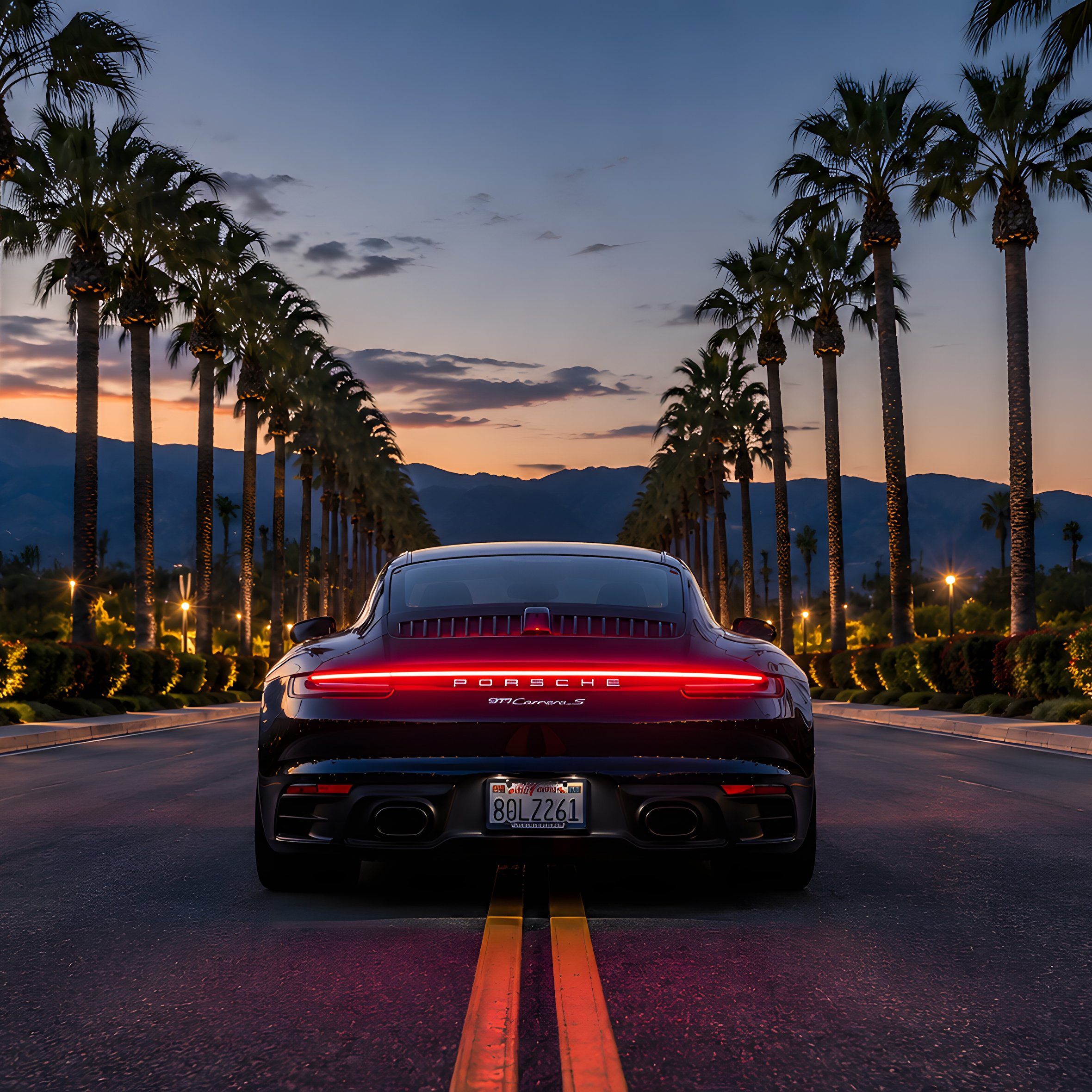 Porsche 911 Carrera S at sunset rear view - Wallpapers for iPad Air 10.9″ in 2360x2360 resolution