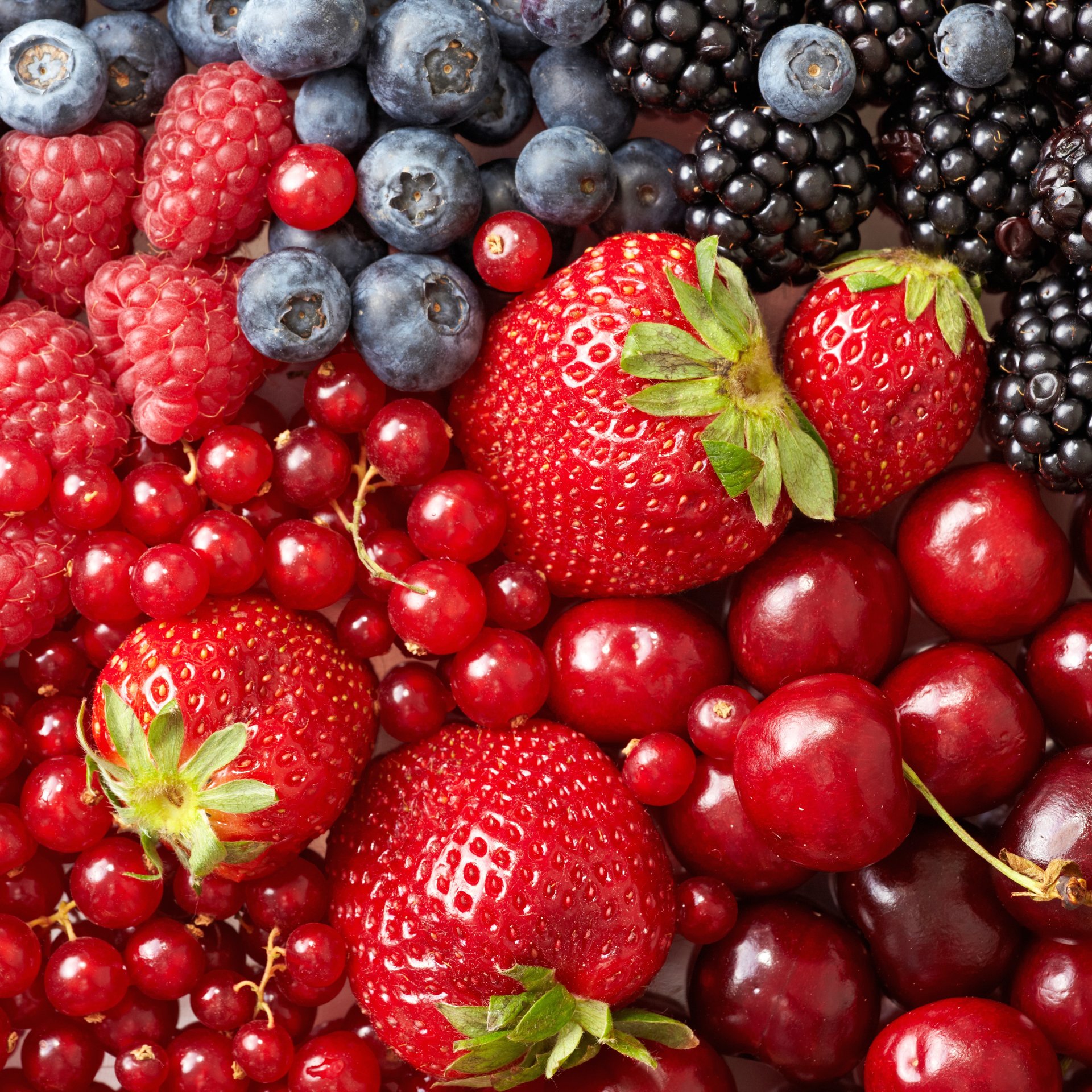 Harvest of strawberries, raspberries, blueberries - Wallpapers for Samsung Galaxy Tab in 1920x1920 resolution
