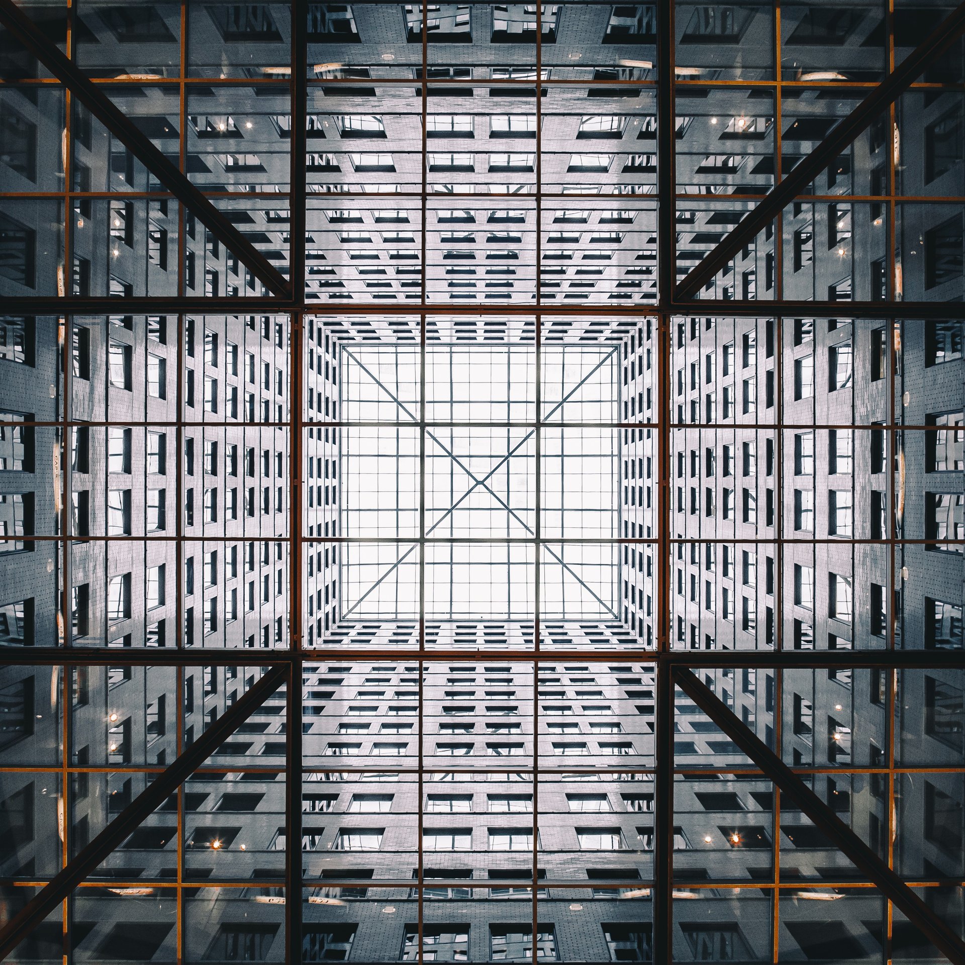 Symmetric Glass Skyscraper Facade - Wallpapers for Samsung Galaxy Tab in 1920x1920 resolution