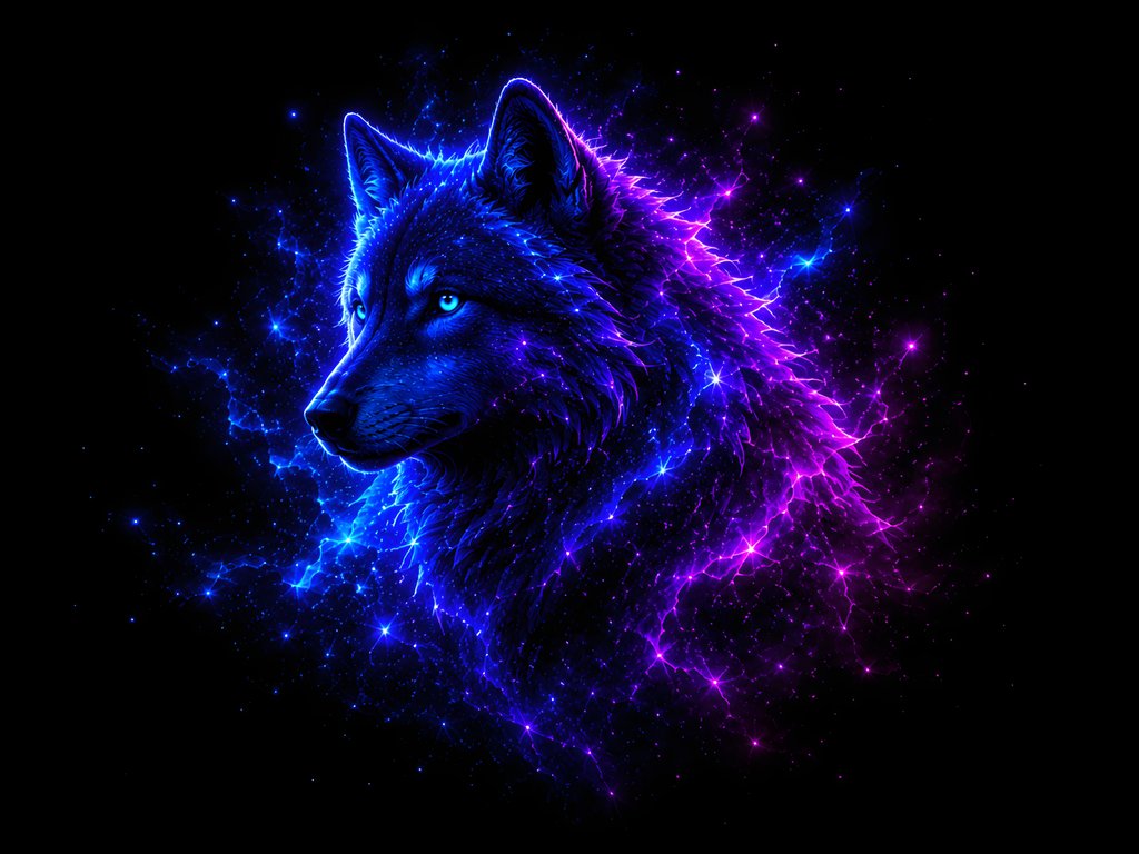 Wolf in the neon constellation - XVGA wallpapers in 1024x768 resolution