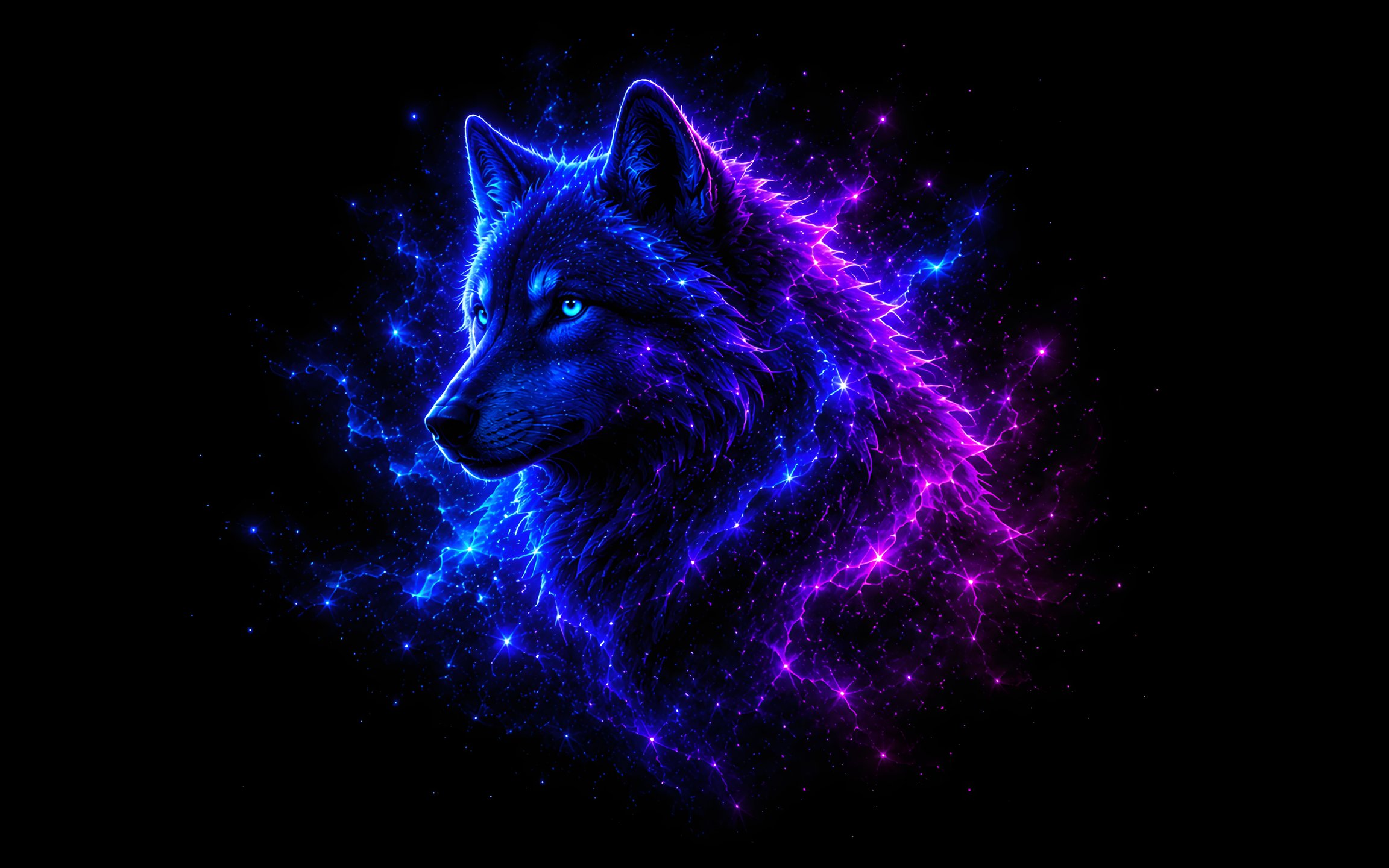 Wolf in the neon constellation - Wallpapers for Apple MacBook 12″ in 2304x1440 resolution