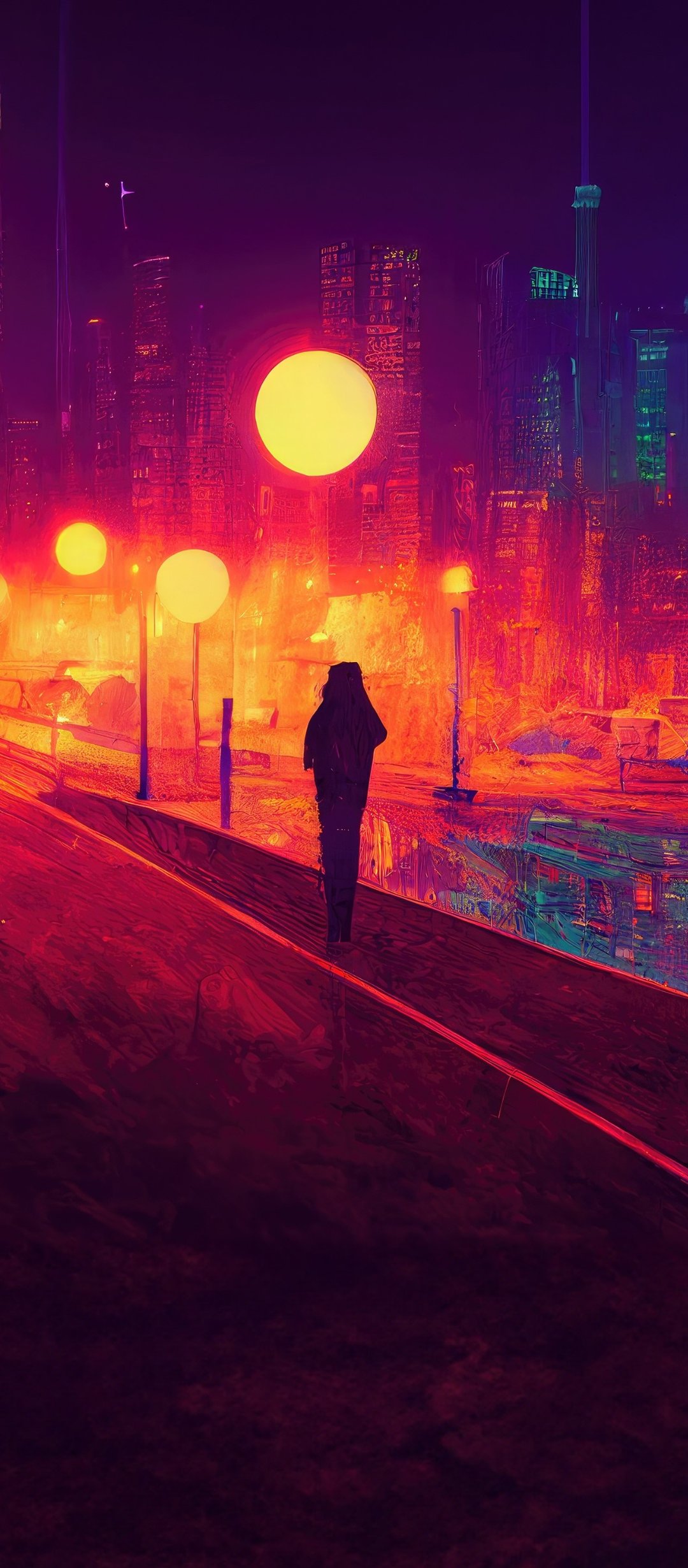 Urban neon-lit road - Wallpapers for TECNO/Infinix in 1080x2460 resolution