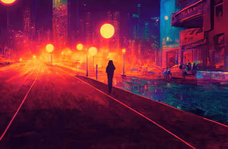 Illustrations wallpapers: urbanization, road, silhouette, neon