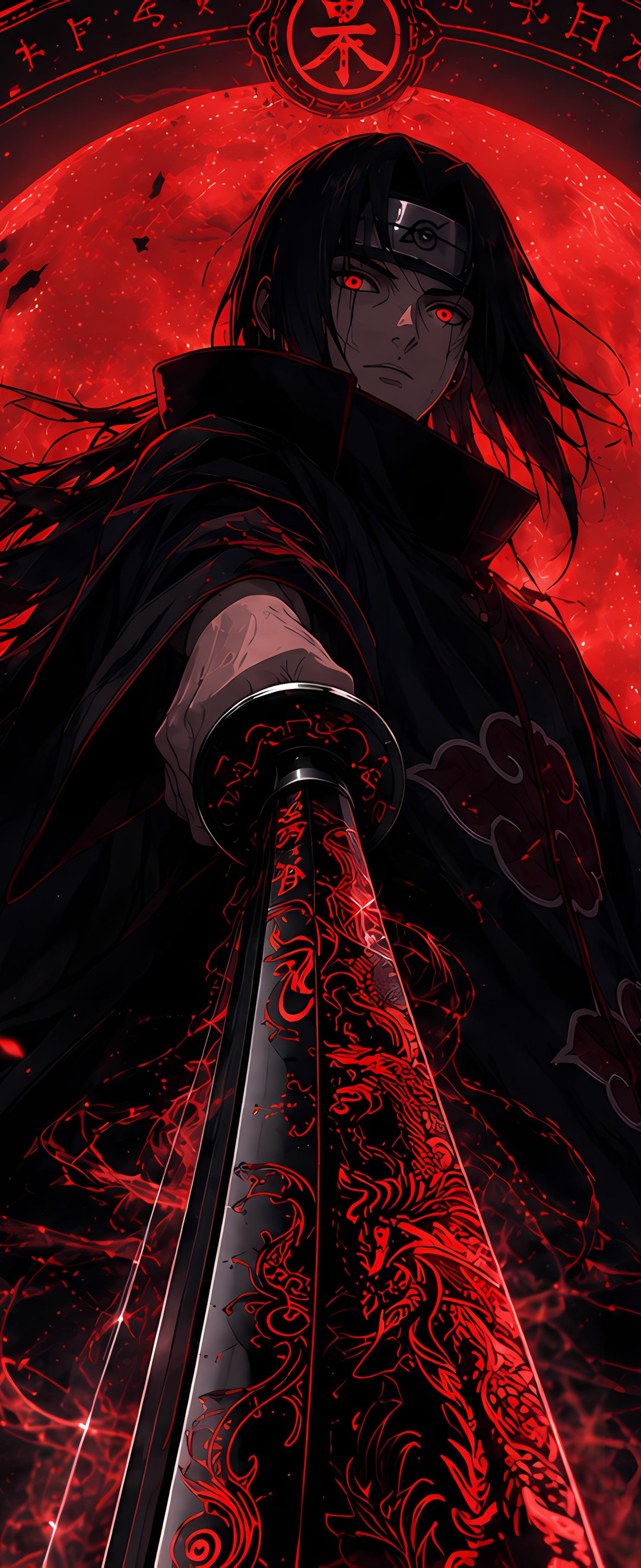 Itachi Uchiha Under the Red Moon - Wallpapers for Samsung Galaxy Z Flip6, Motorola Razr 2025 in 1080x2640 resolution