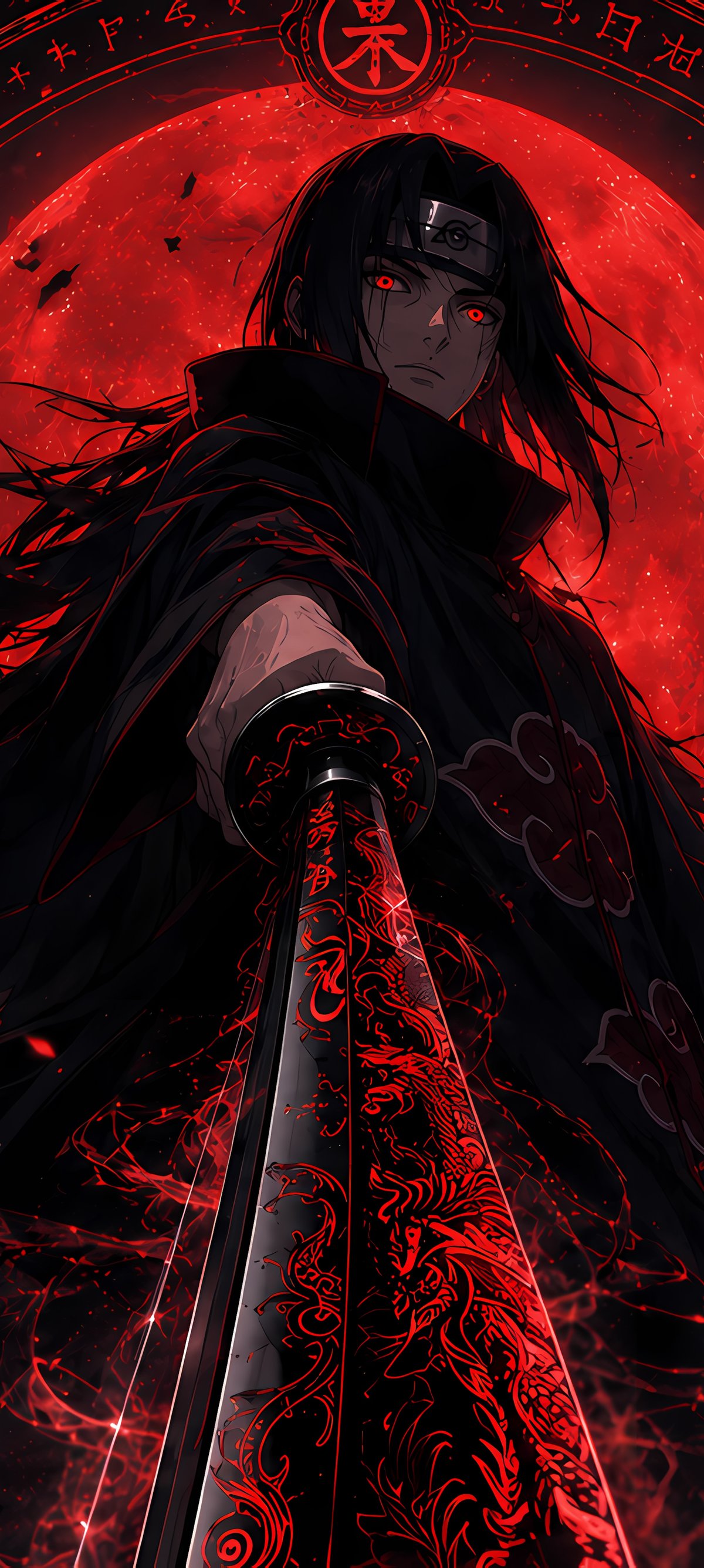 Itachi Uchiha Under the Red Moon - Wallpapers for Xiaomi 15 in 1200x2670 resolution