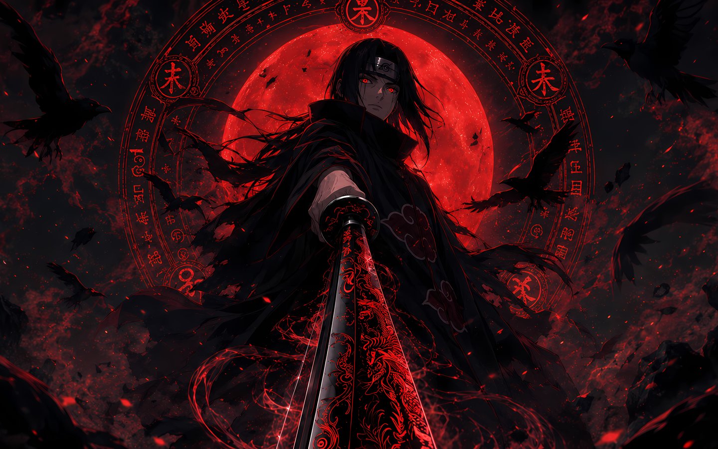 Itachi Uchiha Under the Red Moon - WSXGA wallpapers in 1440x900 resolution