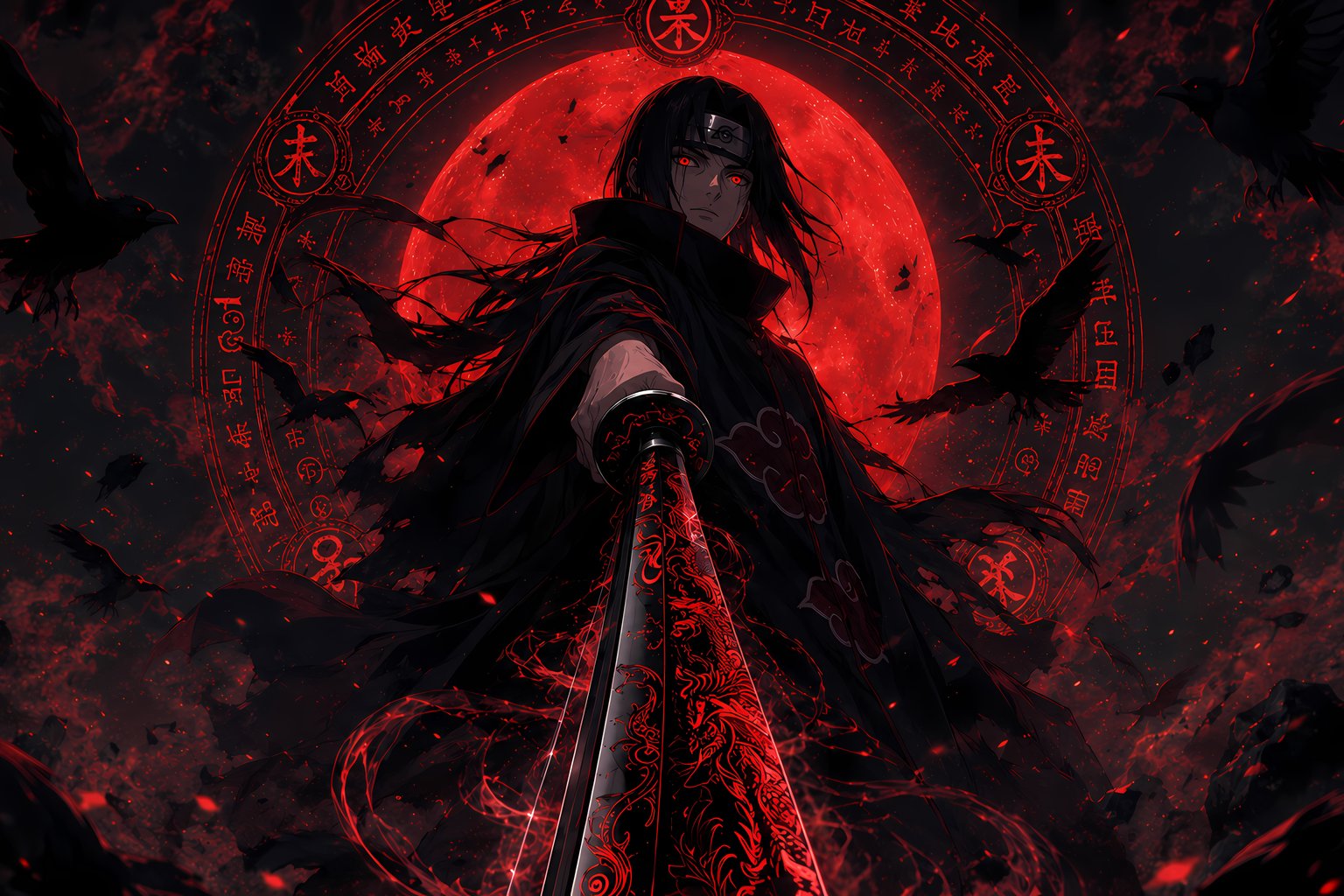 Itachi Uchiha Under the Red Moon - Microsoft Surface 12.4″ wallpapers in 1536x1024 resolution