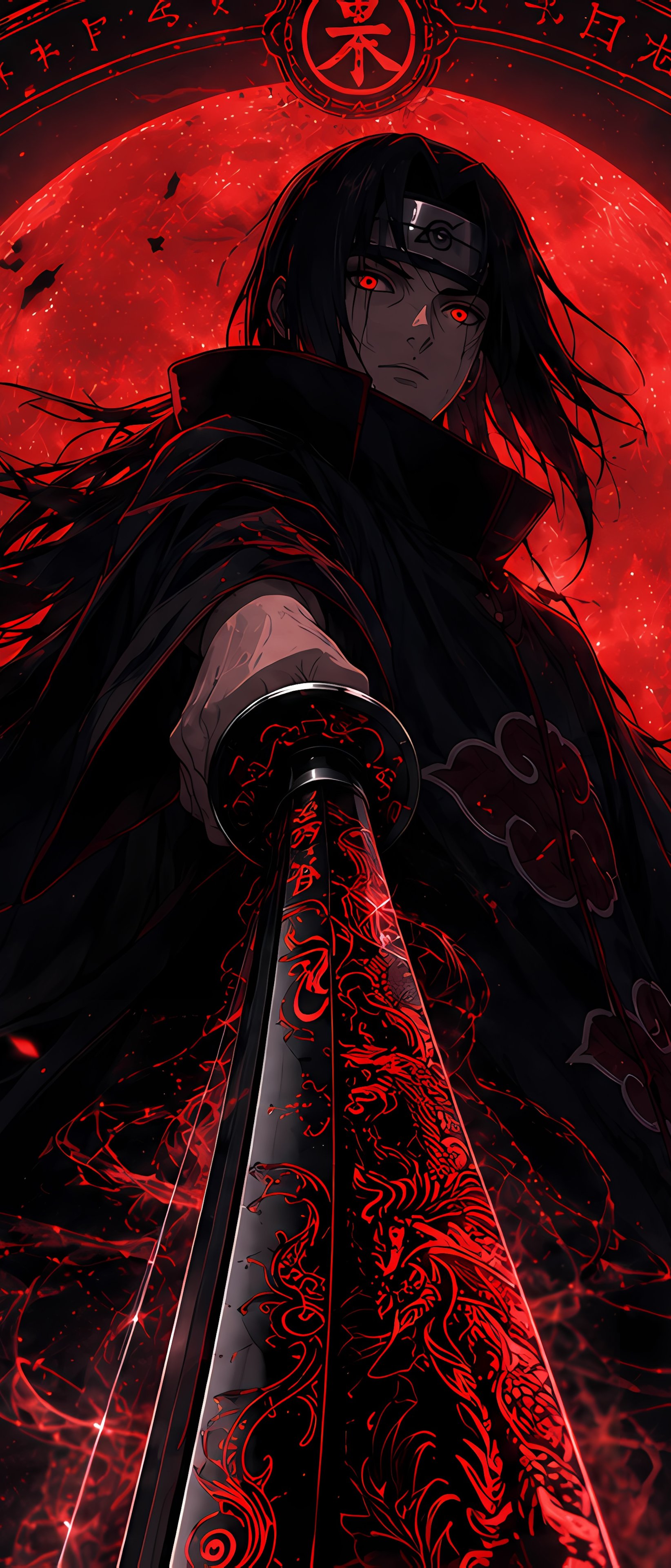 Itachi Uchiha Under the Red Moon - Wallpapers for Sony Xperia 1/Xperia 1 III/Xperia PRO-I in 1644x3840 resolution