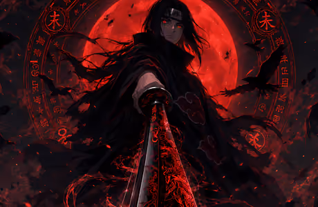 WSXGA+ Anime wallpapers (1680x1050): Itachi Uchiha, Naruto, katana, Moon