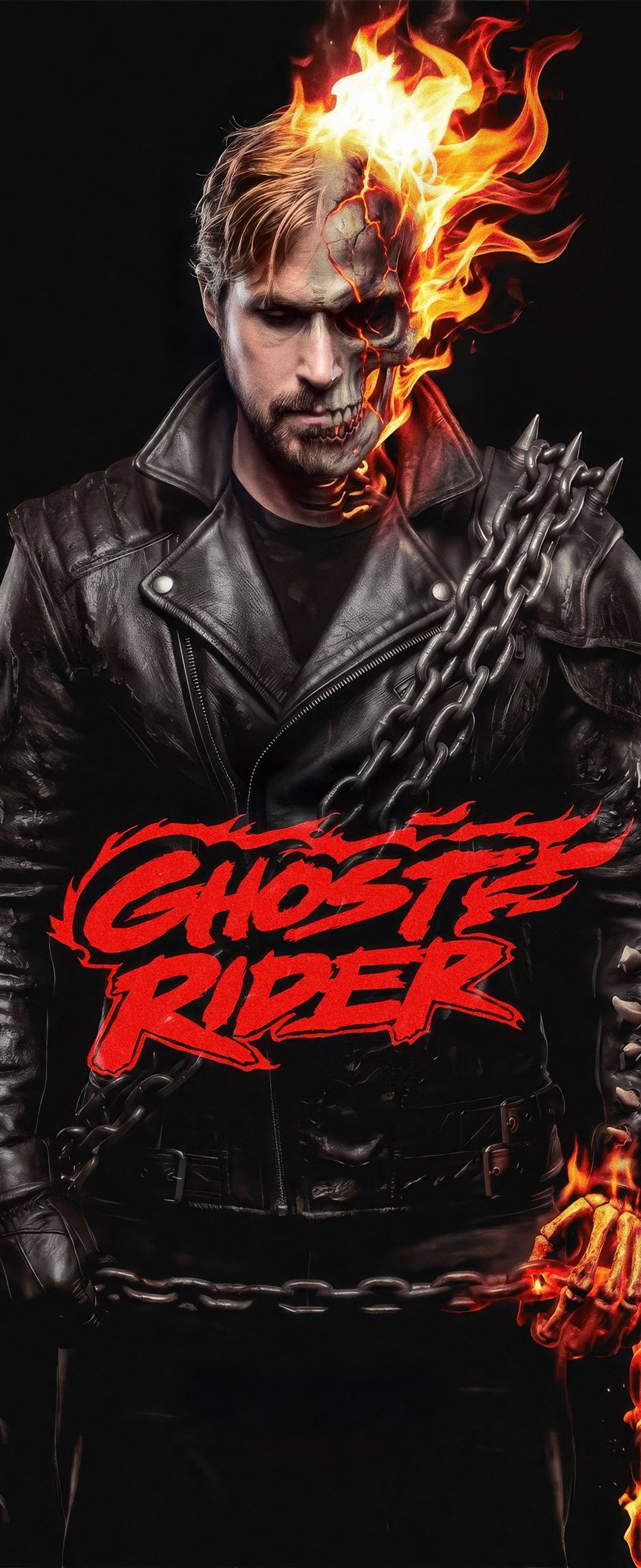 Ryan Gosling as the Ghost Rider - Wallpapers for Samsung Galaxy Z Flip6, Motorola Razr 2025 in 1080x2640 resolution