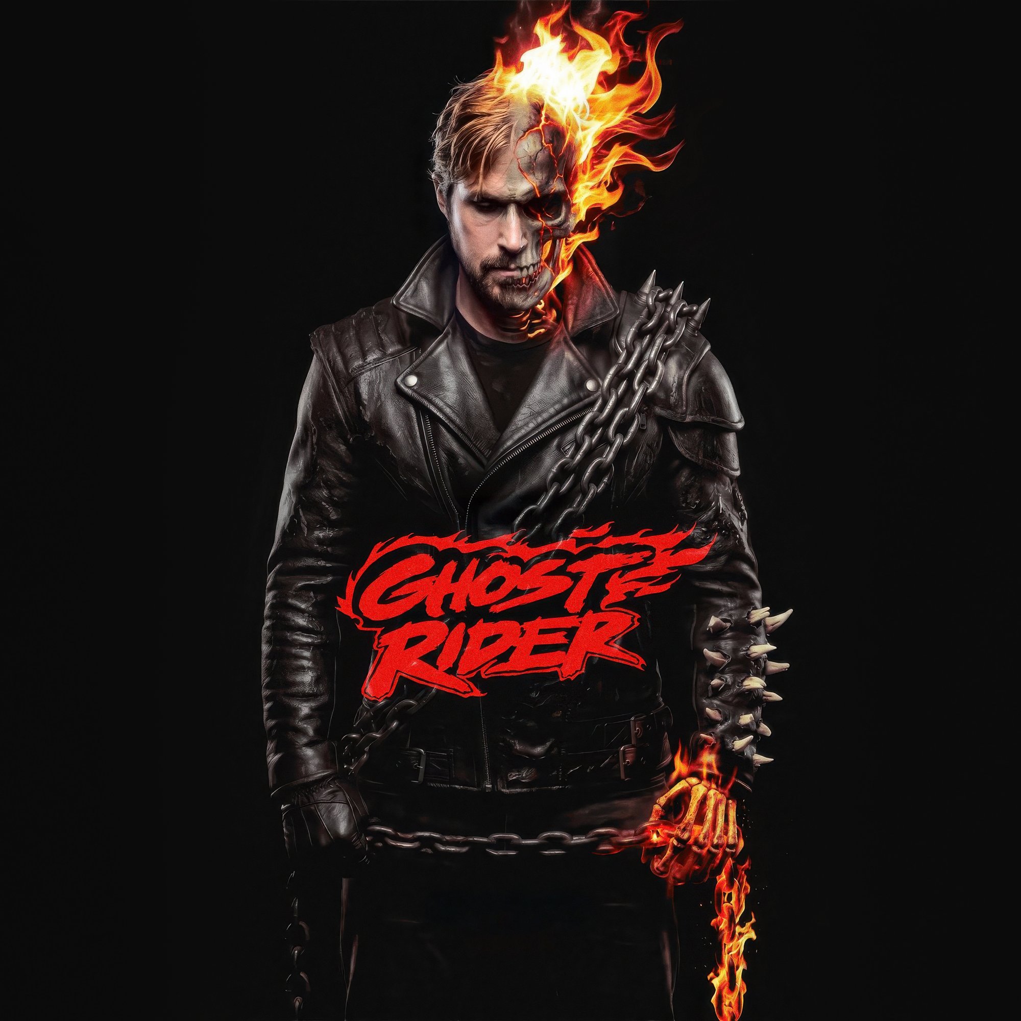 Ryan Gosling as the Ghost Rider - Wallpapers for Samsung/Xiaomi in 2000x2000 resolution